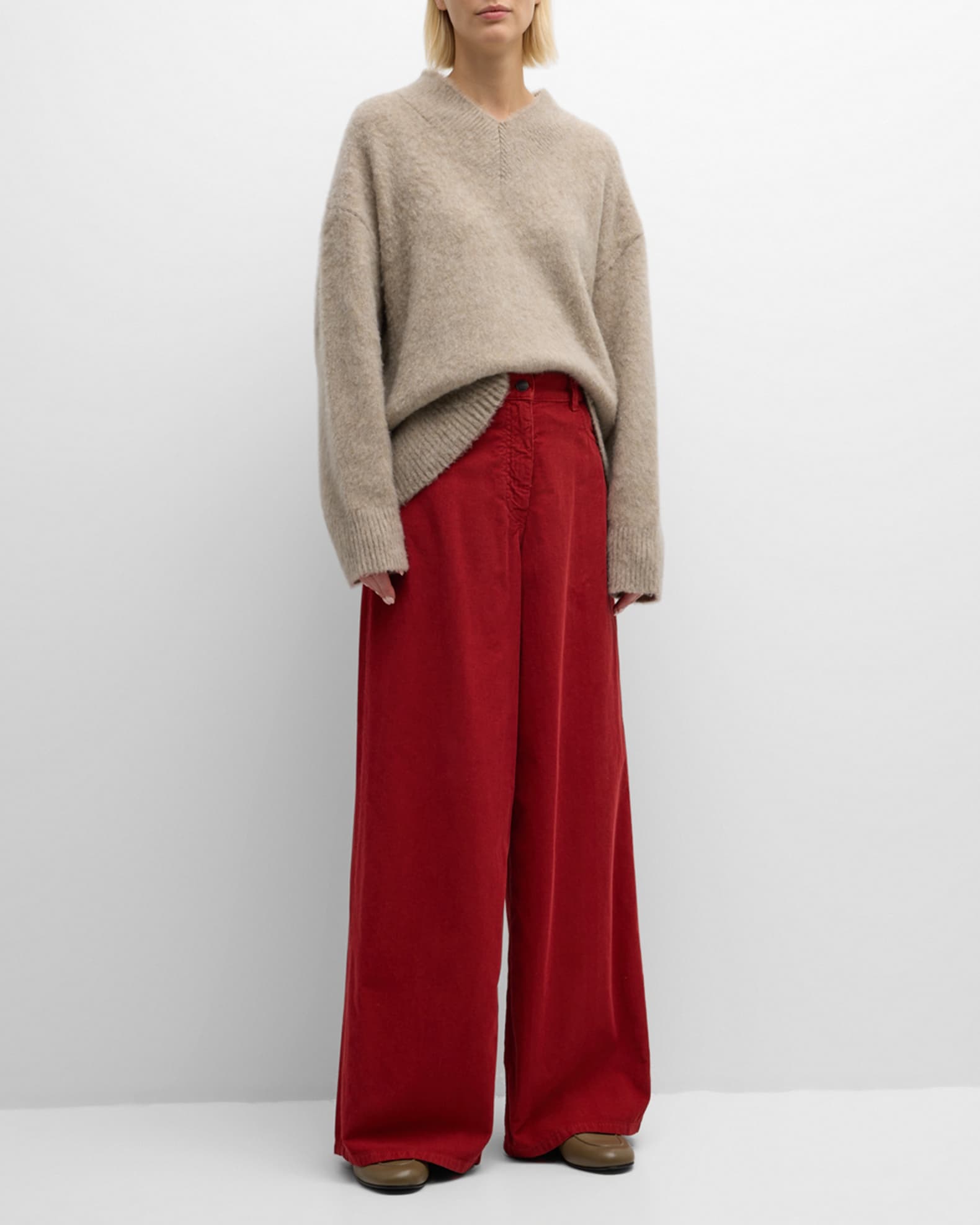 THE ROW Chan Wide-Leg Corduroy Pants | Neiman Marcus