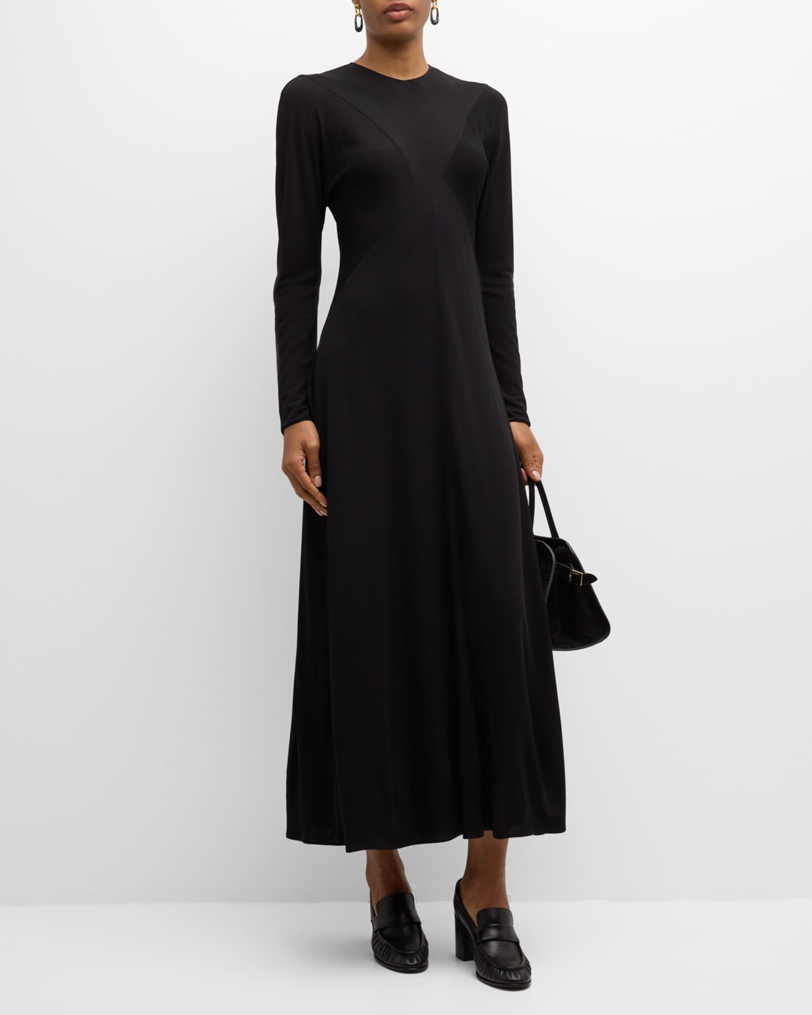Venusia Long Sleeve A Line Maxi Dress