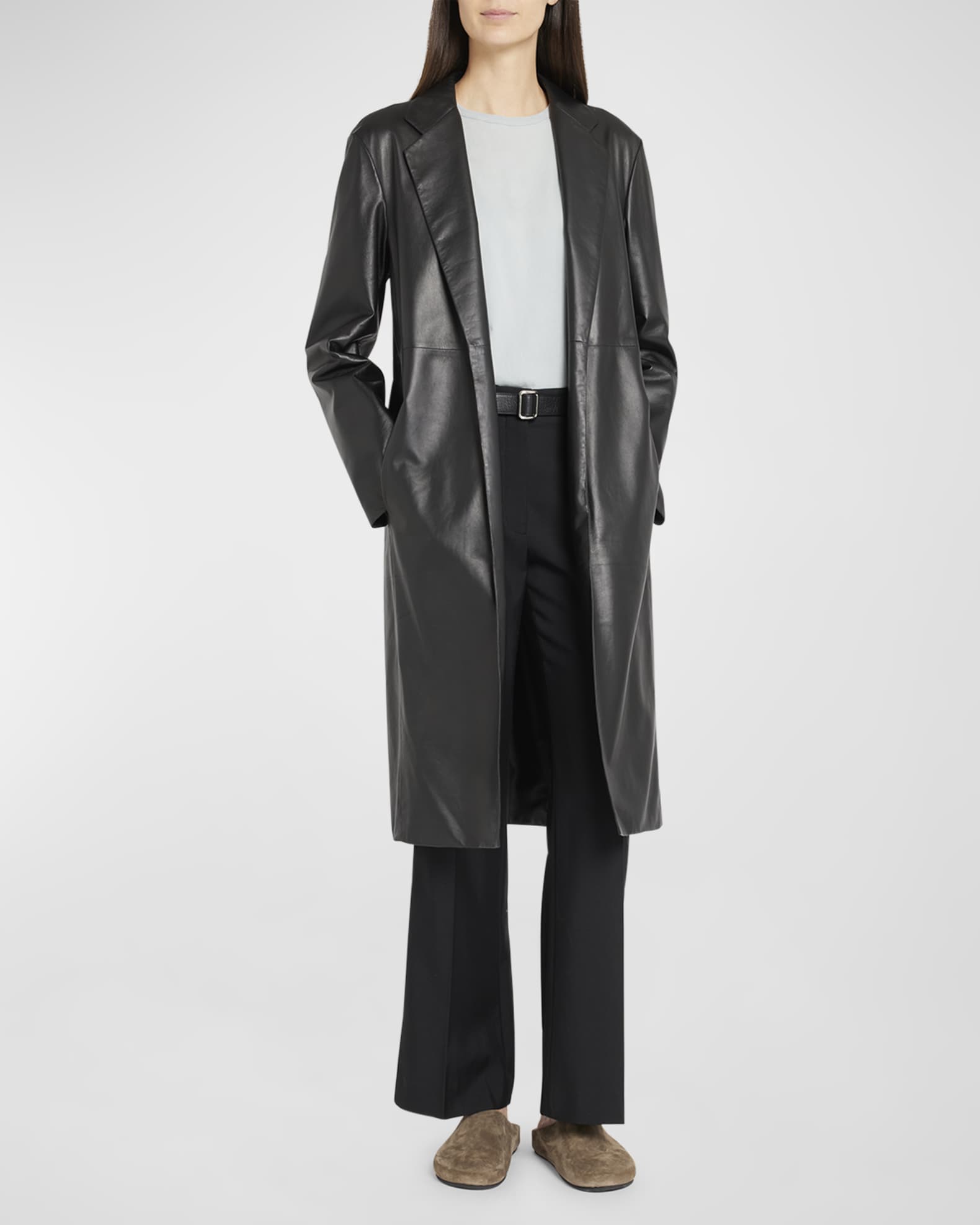 Babil Open Front Leather Coat