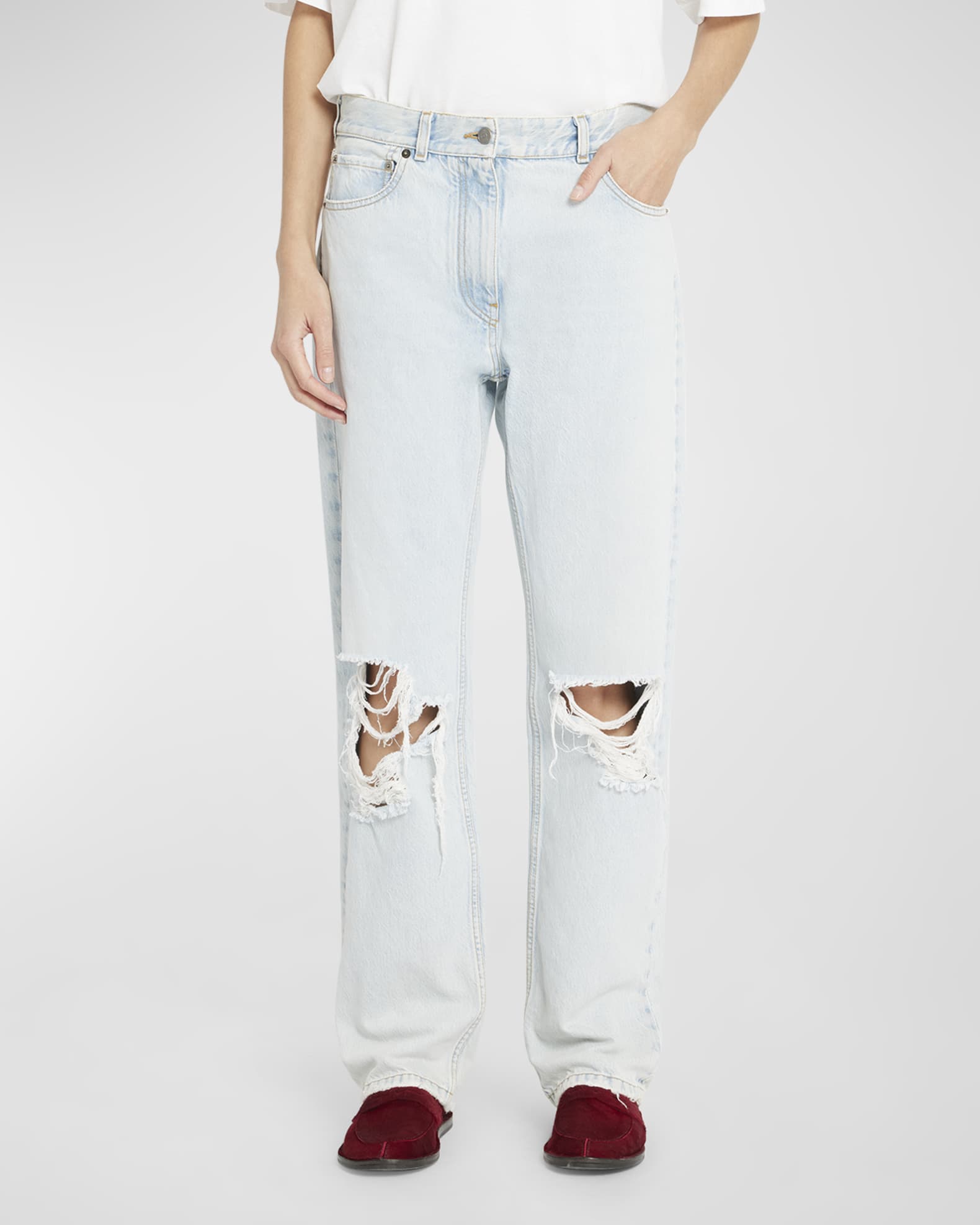 THE ROW Burty Distressed Straight-Leg Jeans