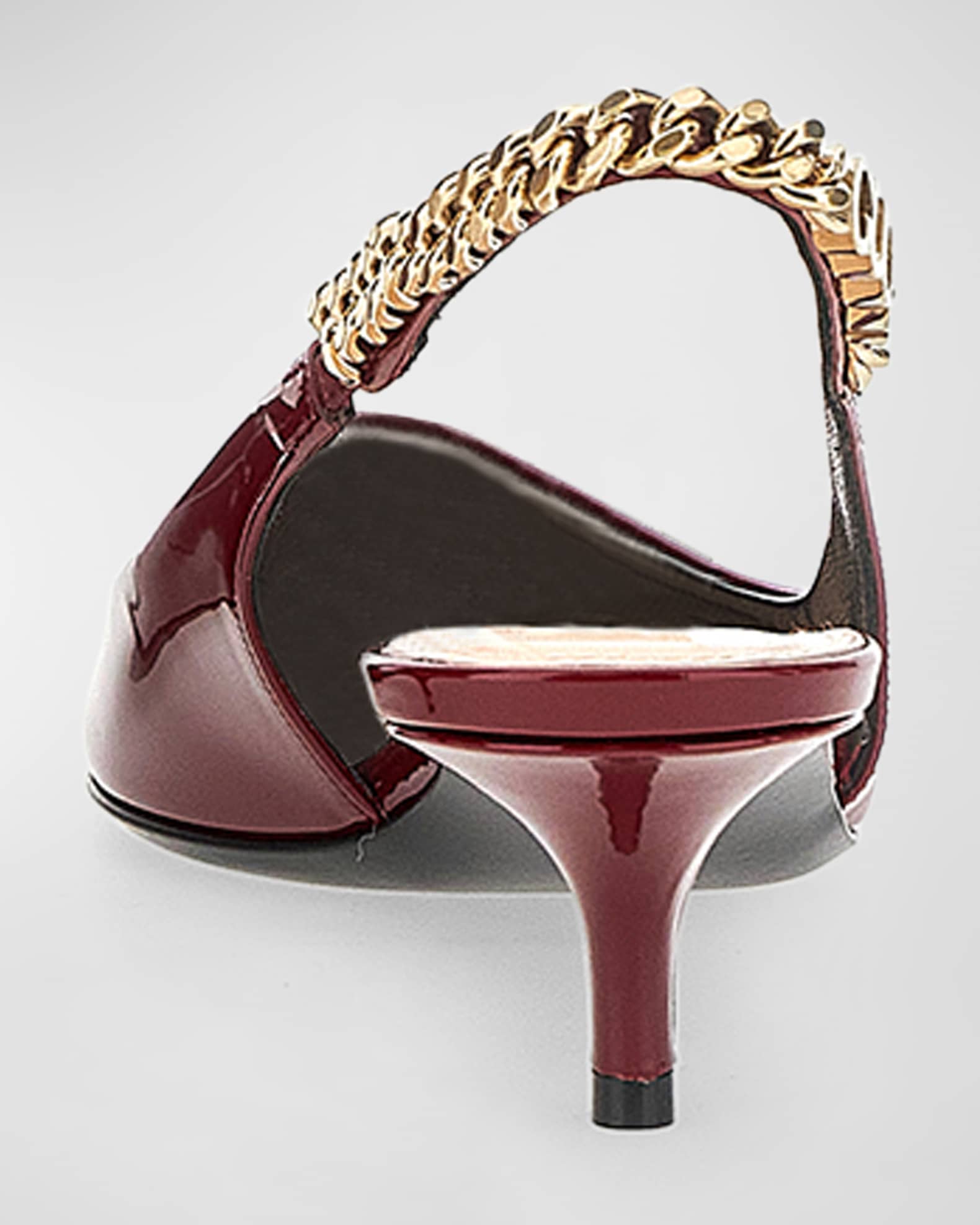 パンプス SIGNORIA Gucci Signoria Patent Logo Chain Kitten Pumps | Neiman Marcus