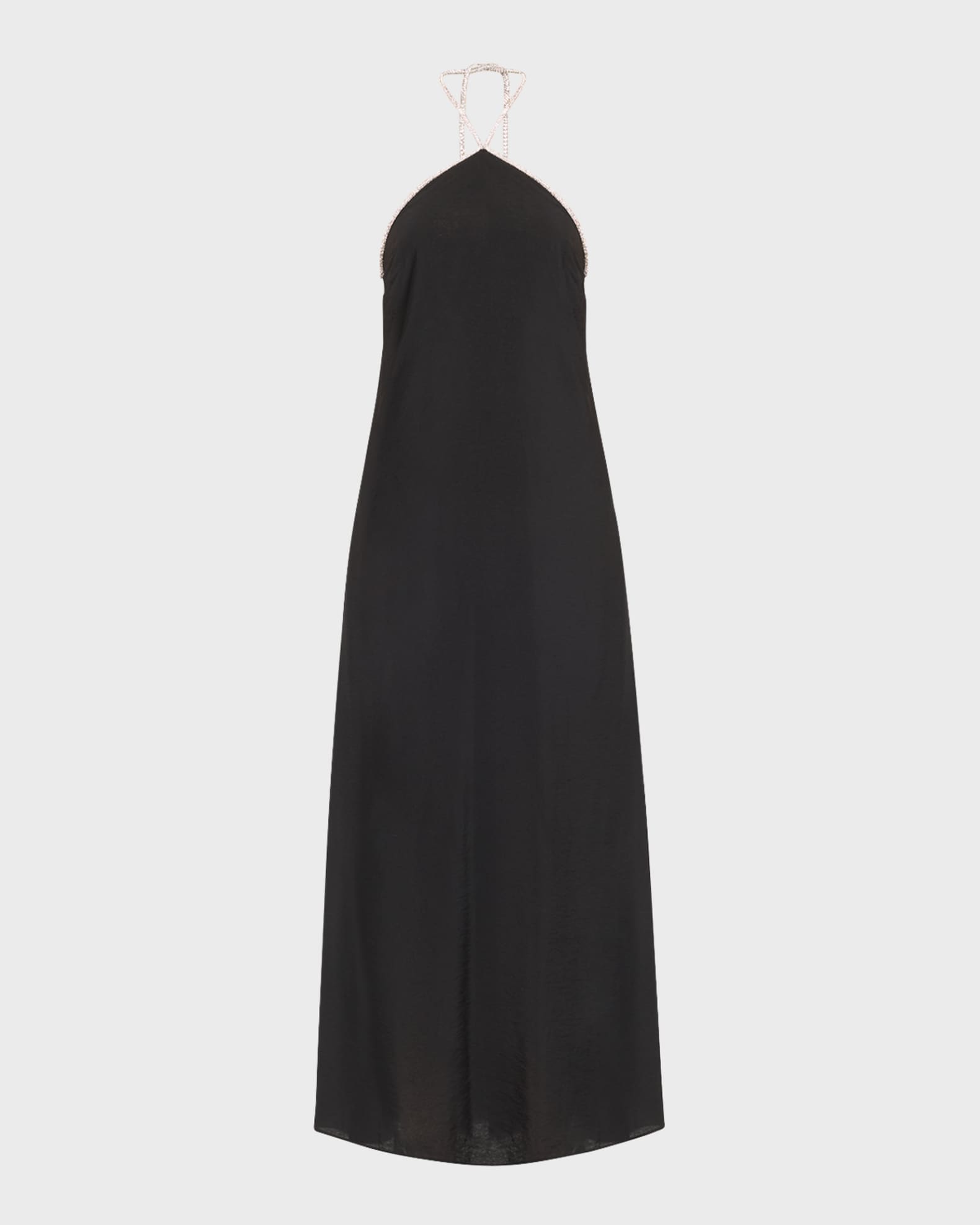 SIMKHAI Onyx Crystal Trim Halter Maxi Dress