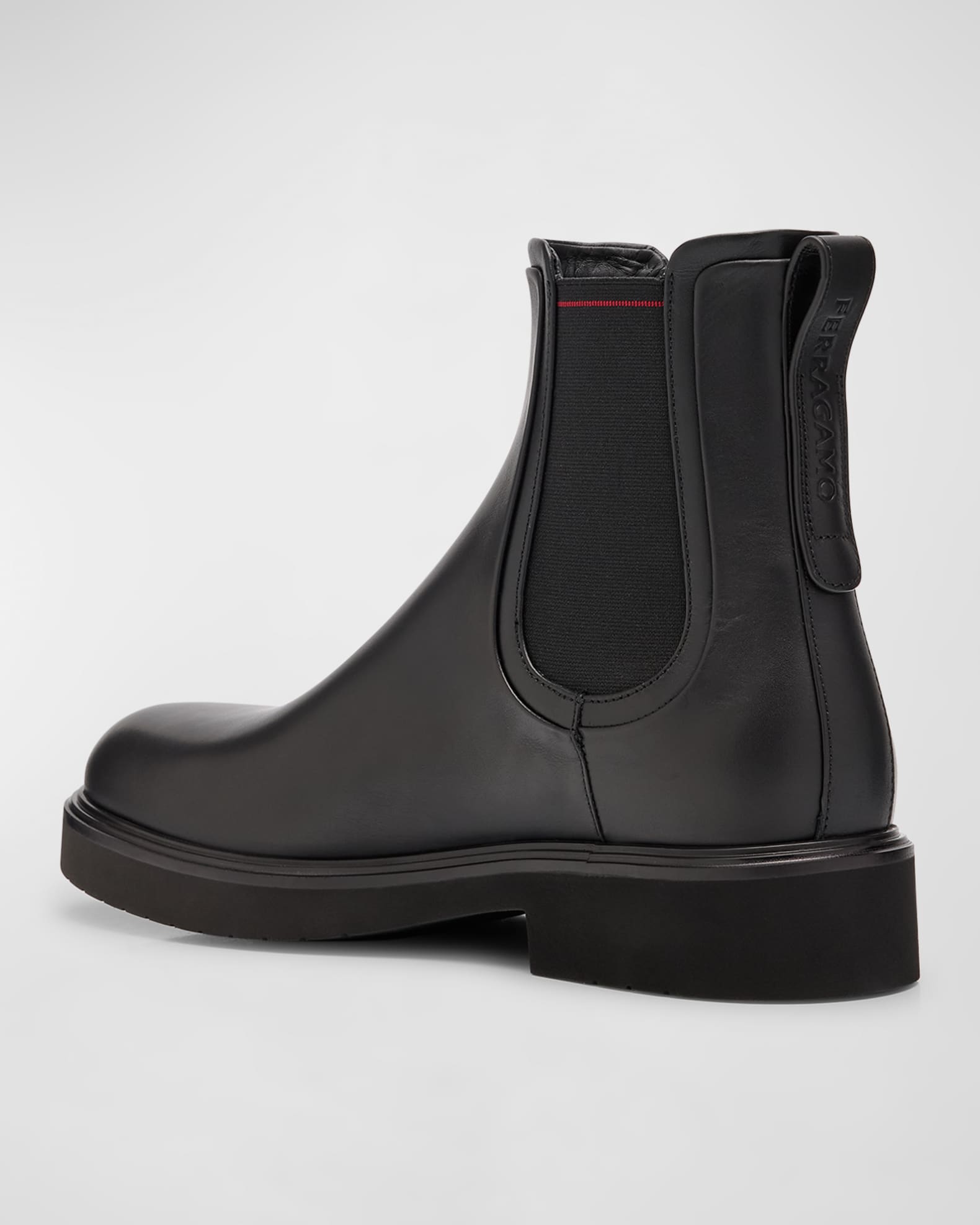 Ferragamo Men s Calfskin Chelsea Boots Black Casual Boots 10