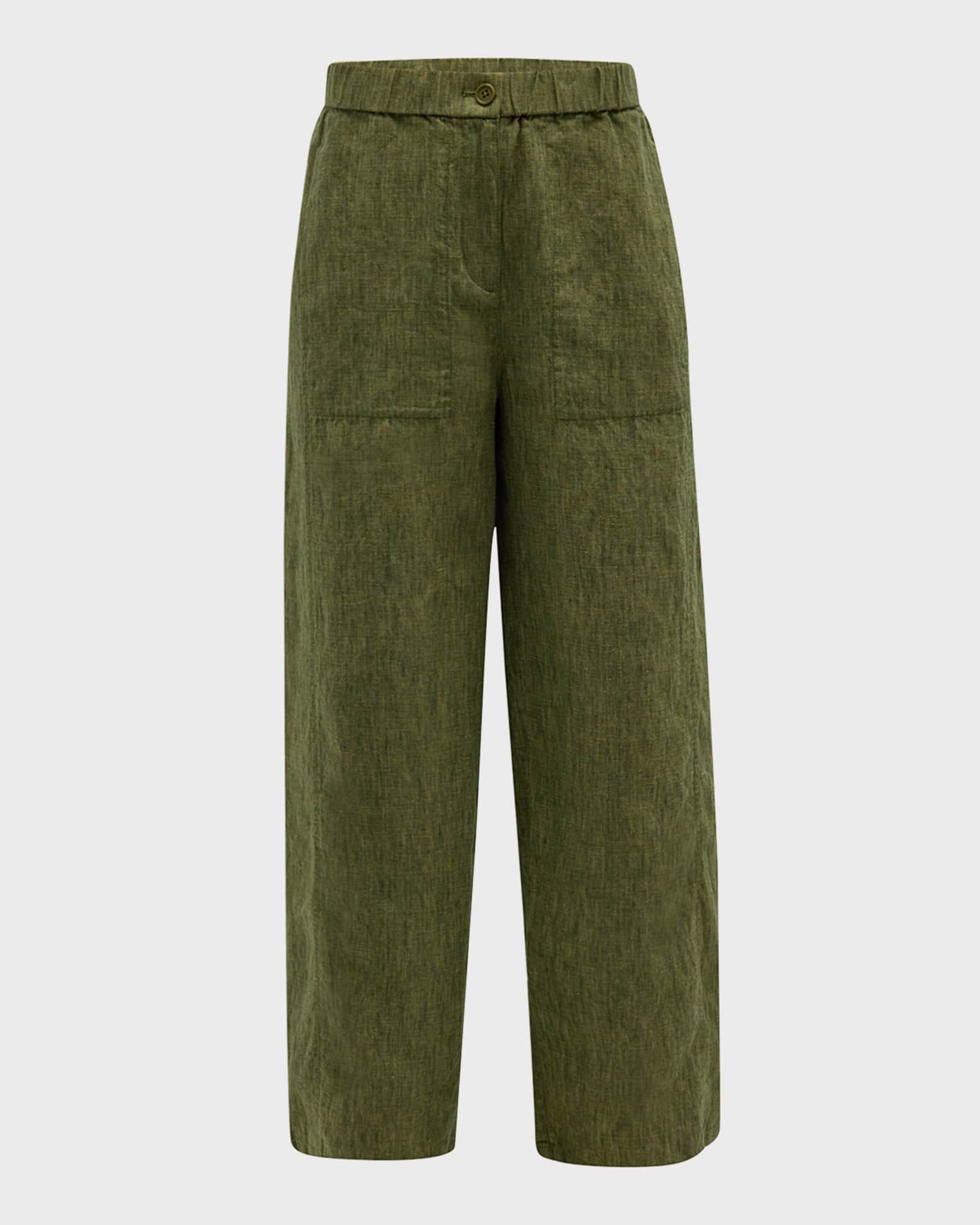 Eileen Fisher Cropped Wide-Leg Organic Linen Pants