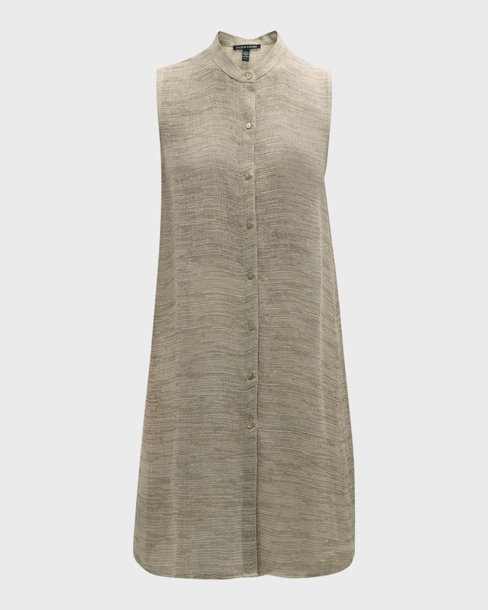 Eileen Fisher Sleeveless Button-Down Linen Gauze Shirt