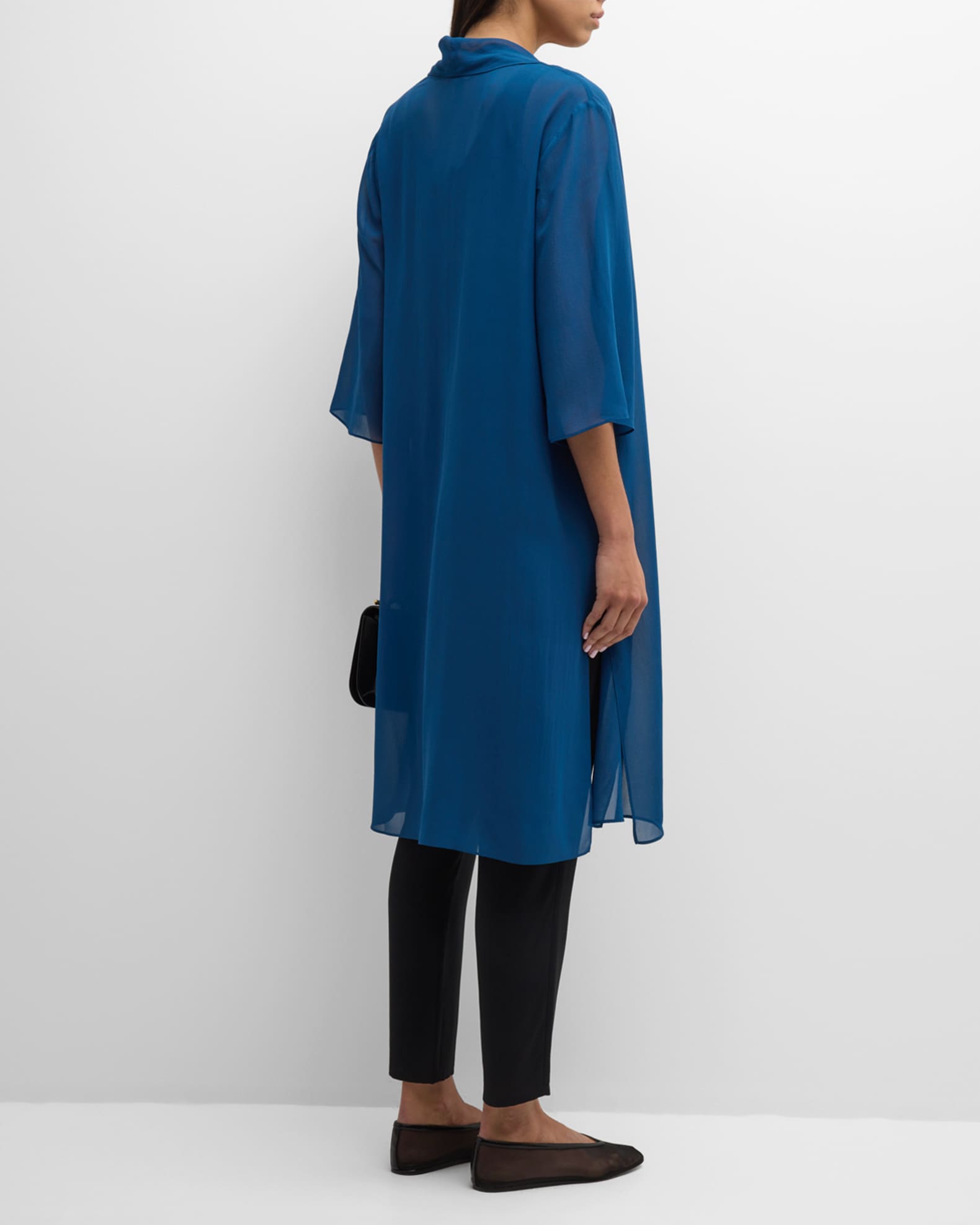 Eileen Fisher Open-Front Sheer Silk Georgette Jacket | Neiman Marcus