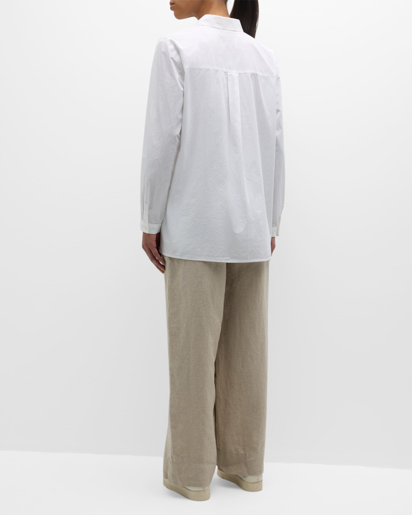 Eileen Fisher Garment-Washed Organic Cotton Poplin Shirt | Neiman Marcus