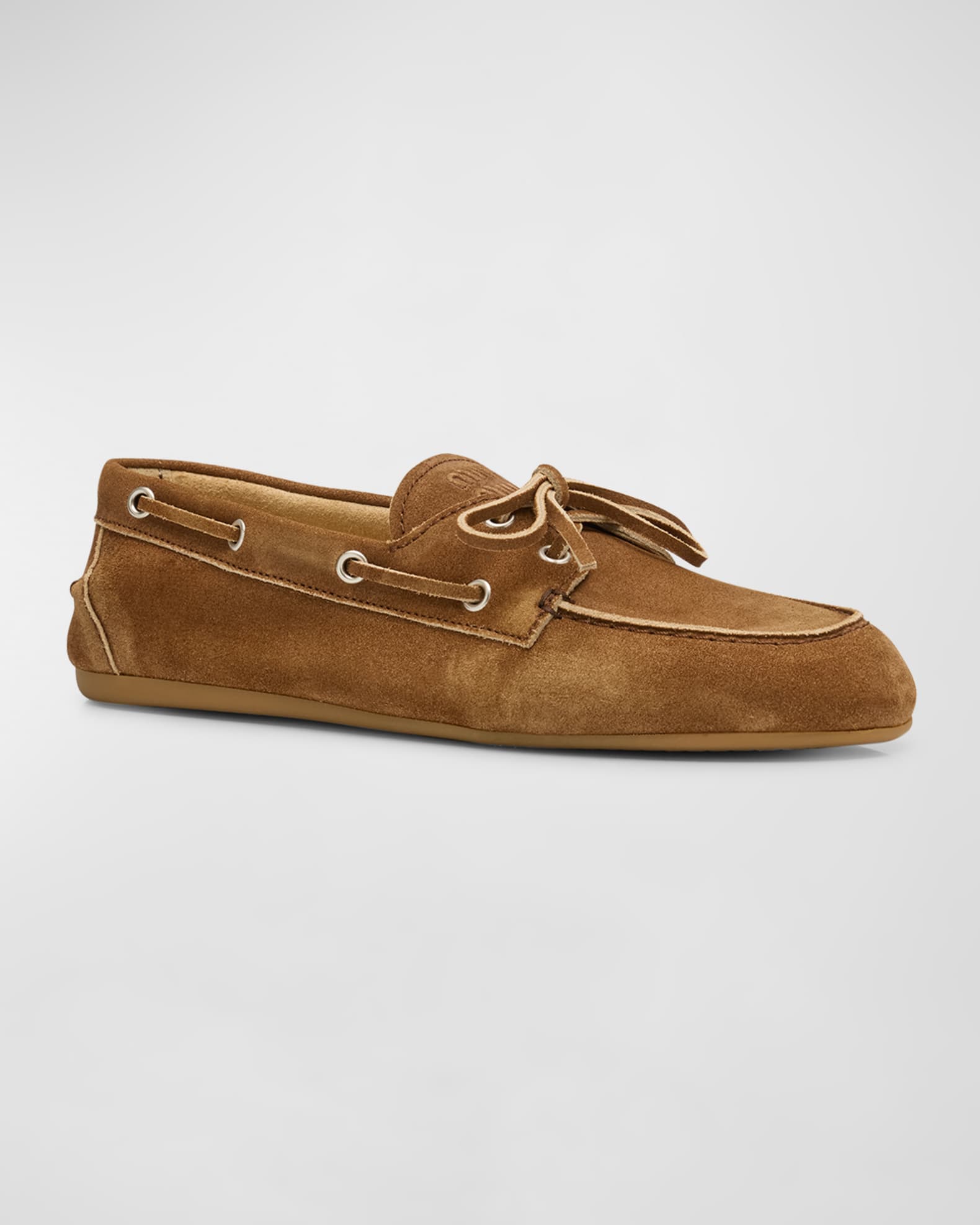 Miu Miu Suede Lace-Up Moccasins | Neiman Marcus