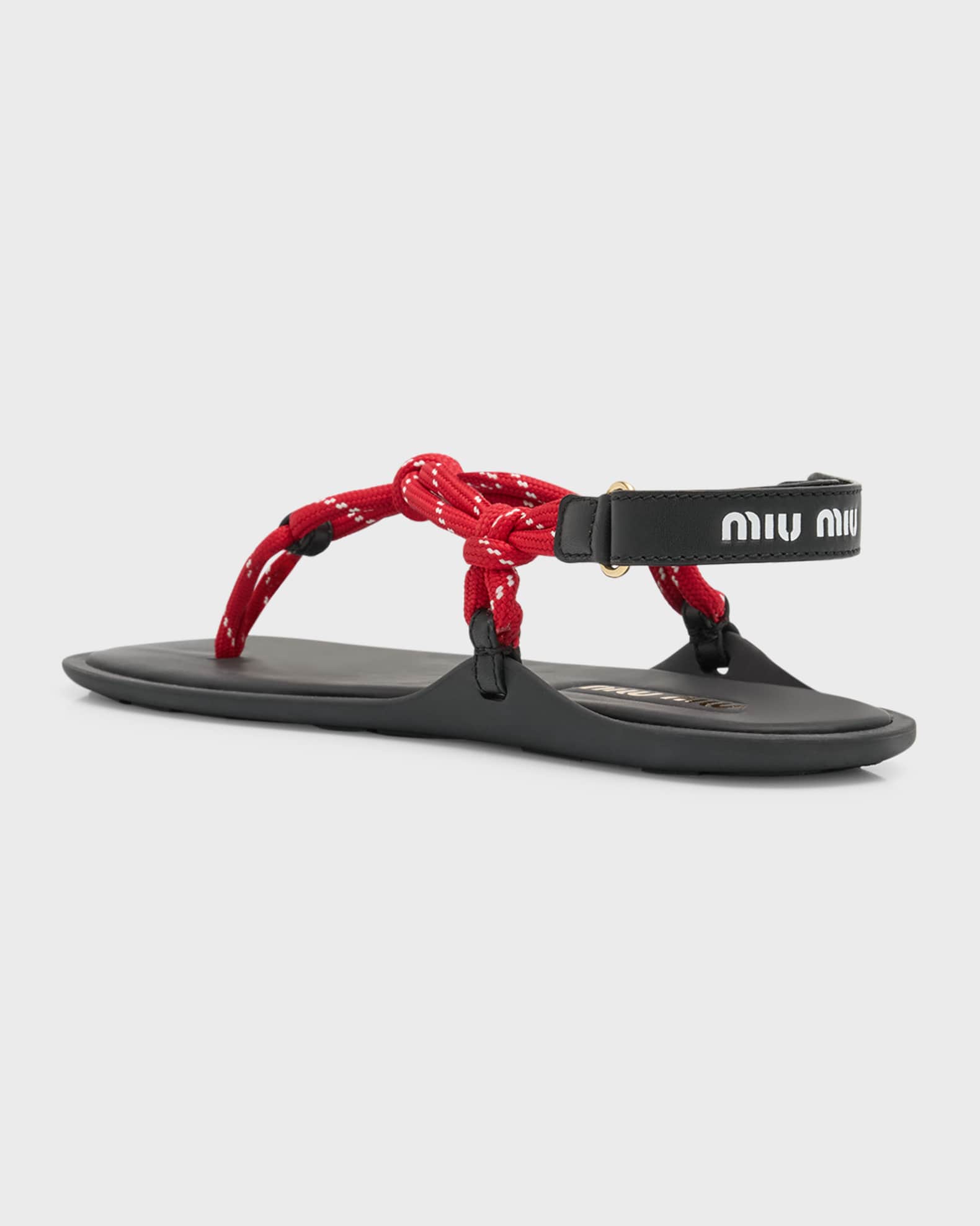 Miu Miu Sporty Rope Thong Slingback Sandals | Neiman Marcus