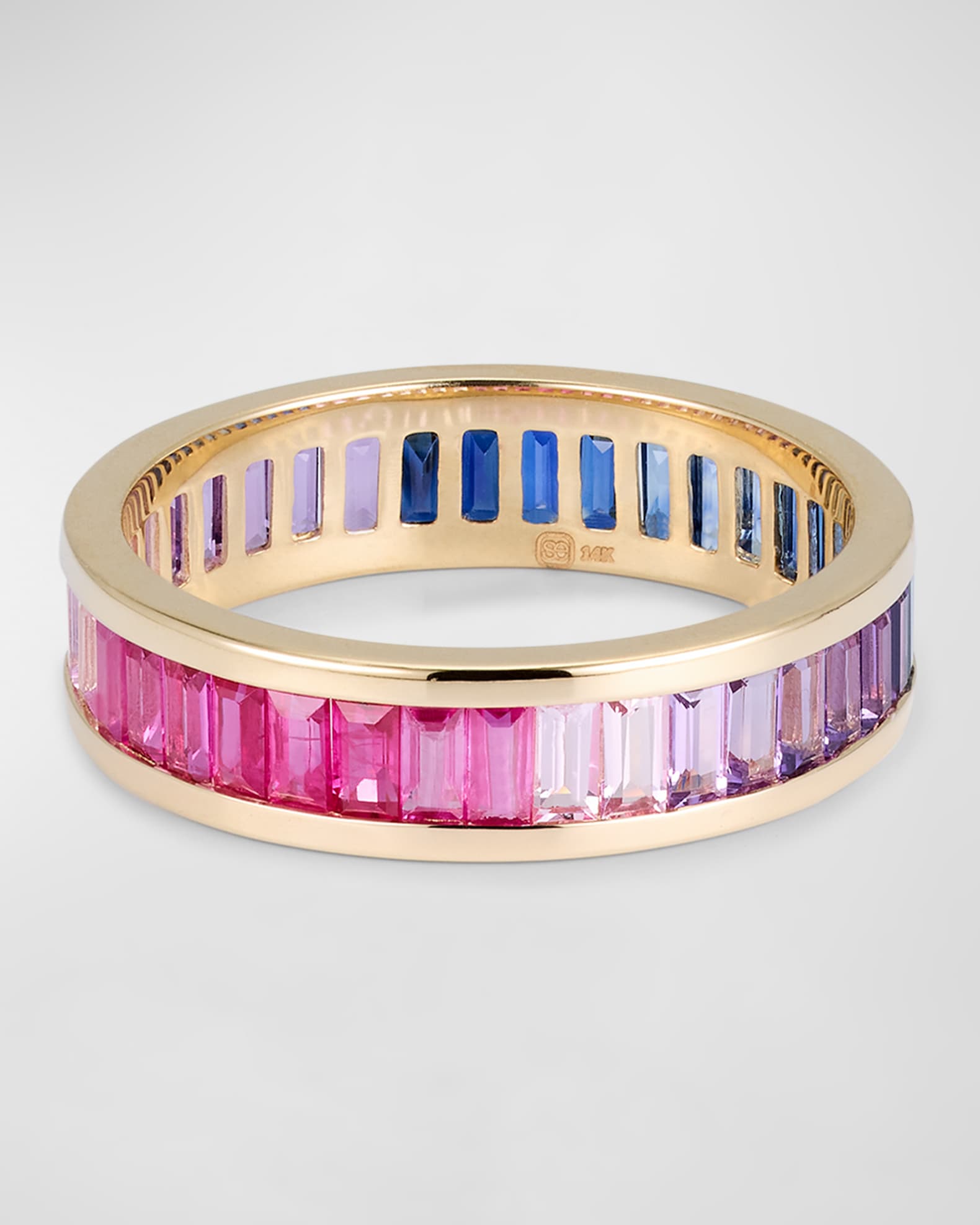 14K Gold and Gemstone Channel-Set Baguette Eternity Ring 0