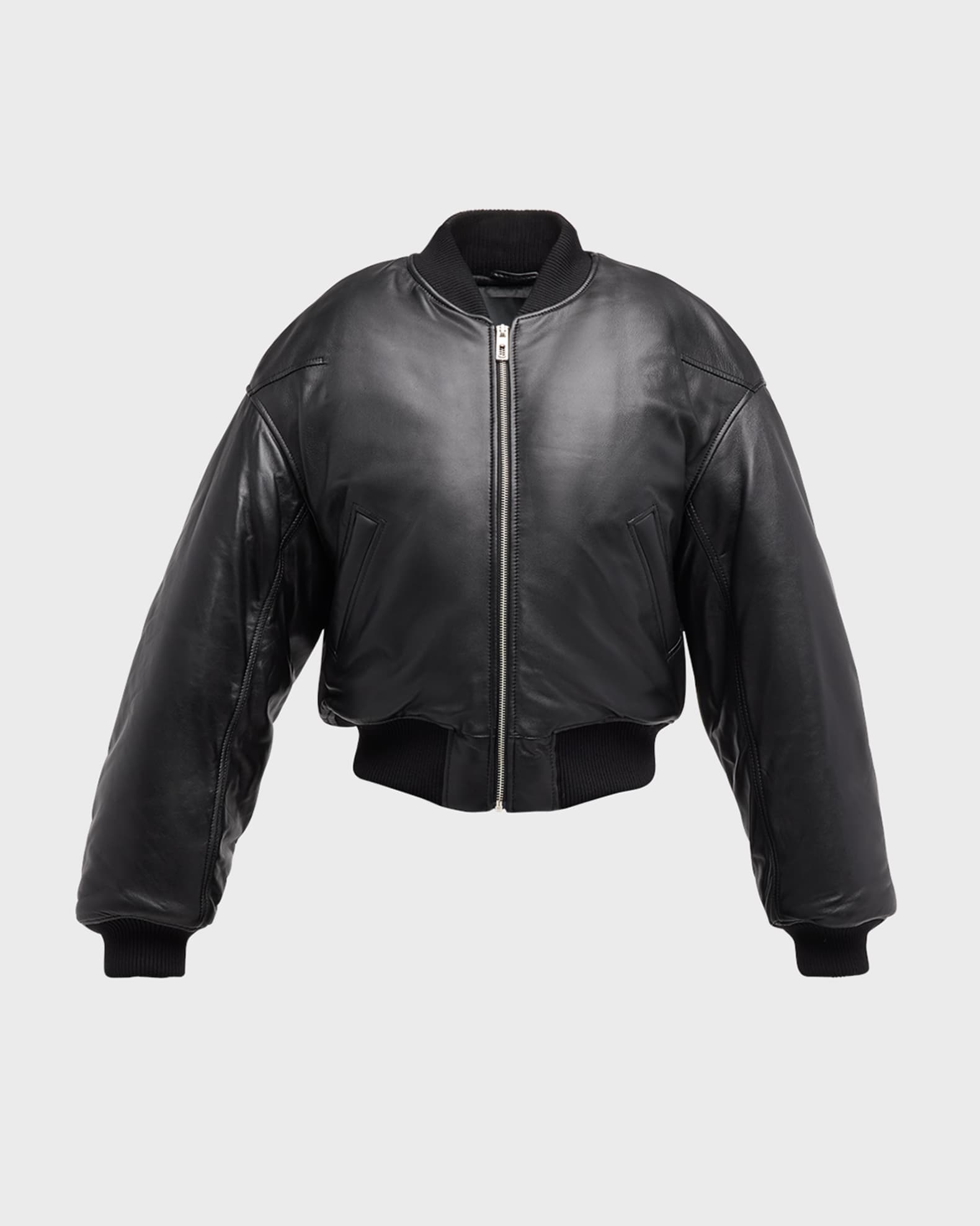 Marc Jacobs Puffy Leather Bomber Jacket | Neiman Marcus