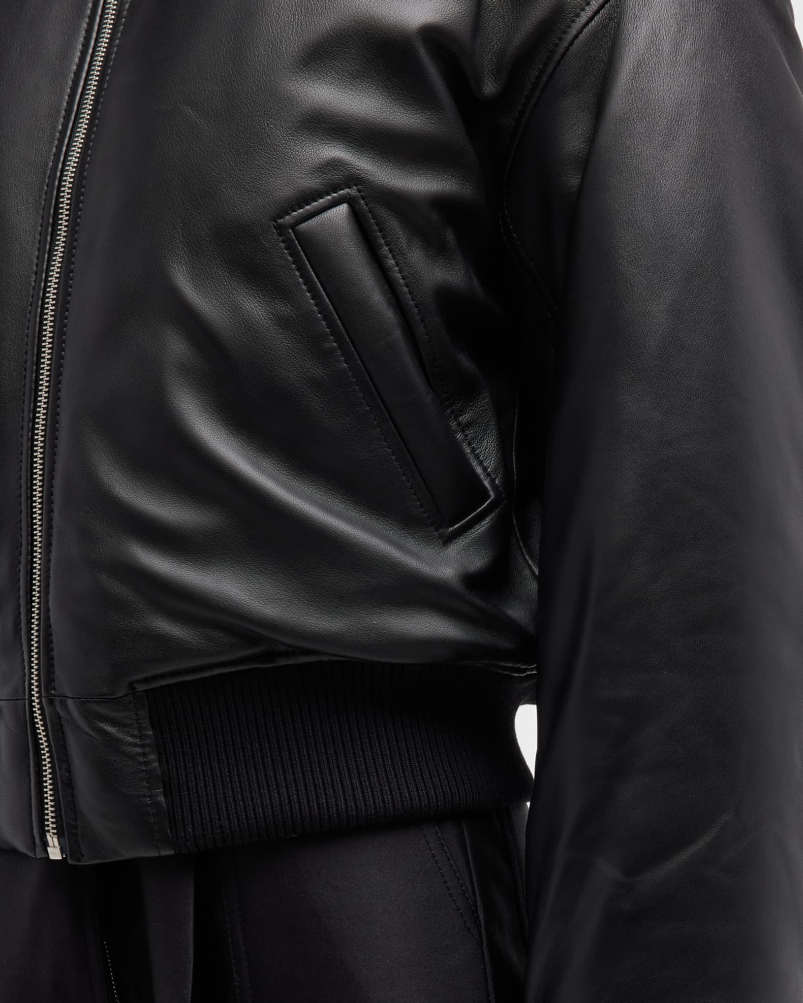 Puffy Leather Bomber Jacket - Off White