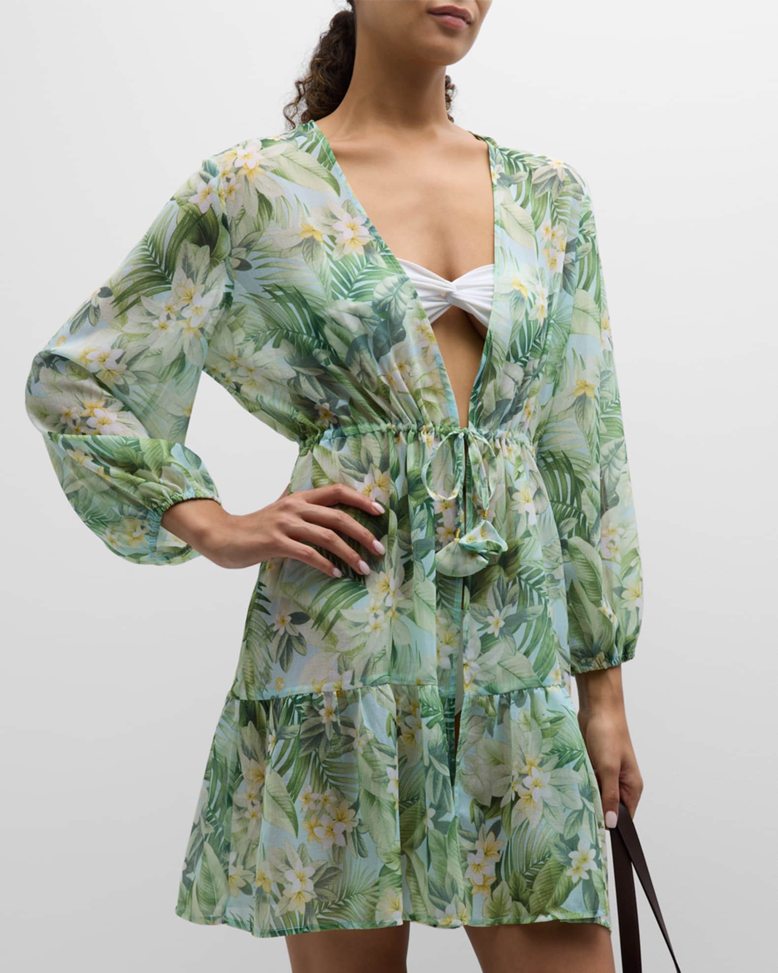 Egg-Shell Green Striped Baha Tunic main image 1