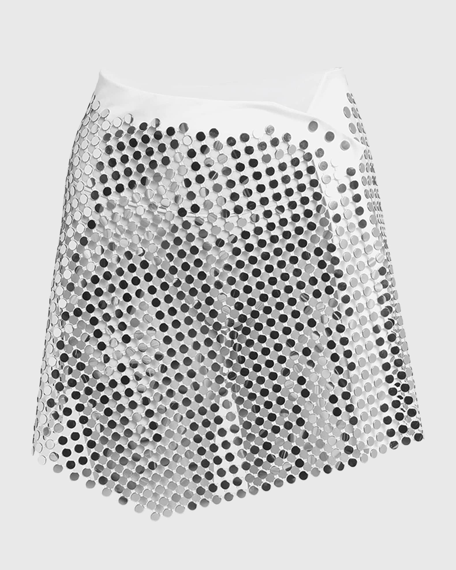 Circular Lamé Mirror Wrap Mini Skirt 0