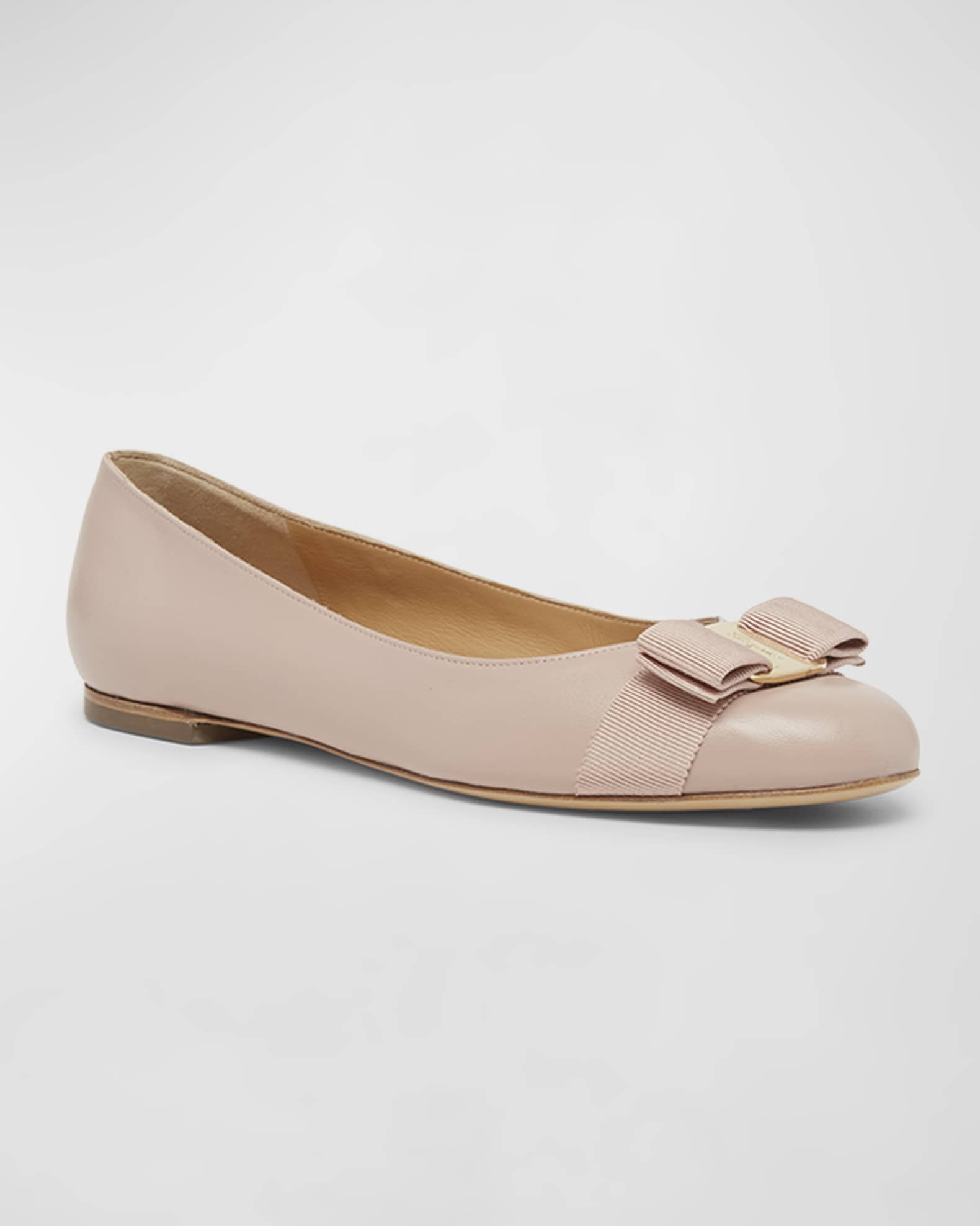 Ferragamo Varina Leather Bow Ballerina Flats | Neiman Marcus Ferragamo Varina Leather Bow Ballerina Flats | Neiman Marcus