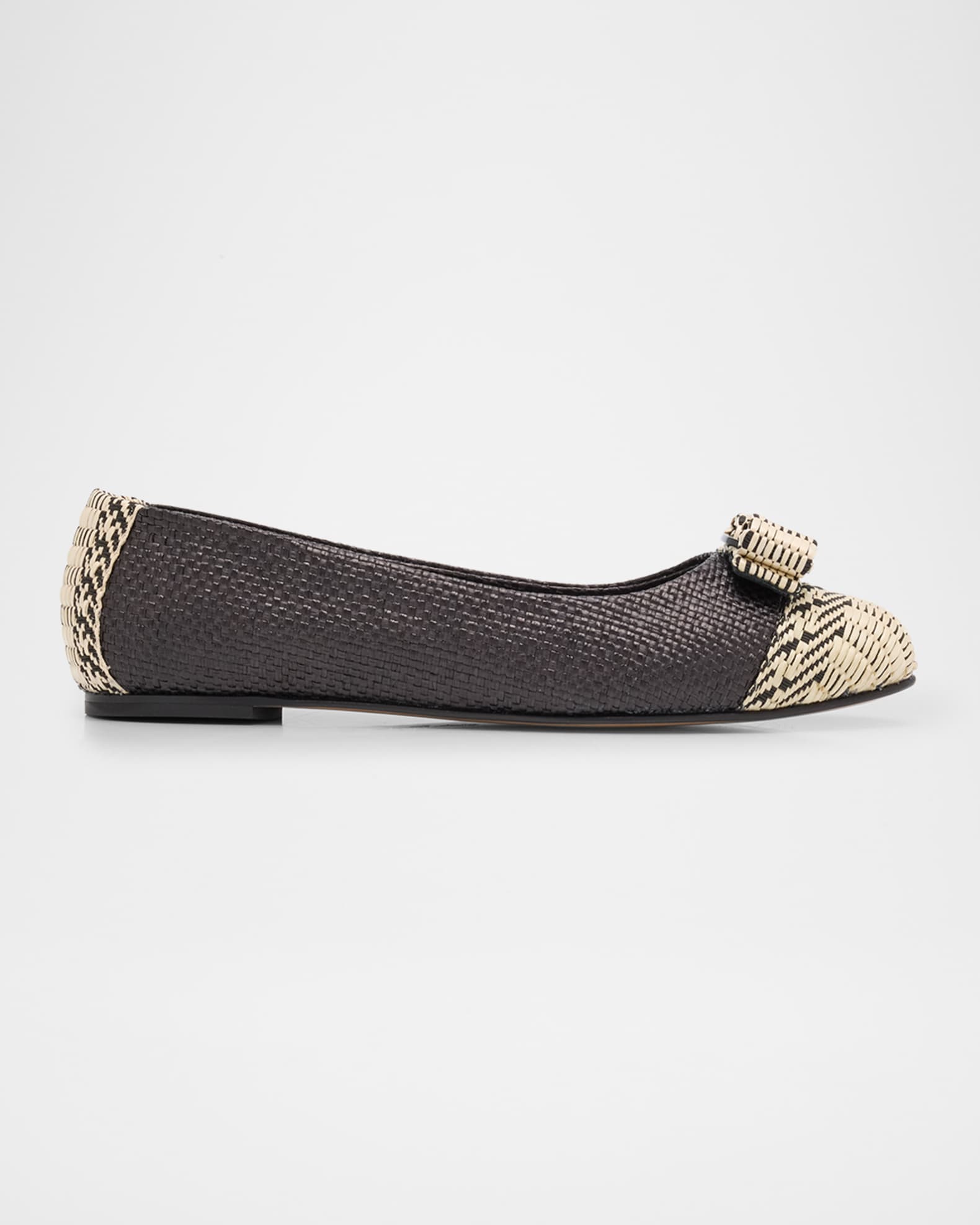 Ferragamo Varina Woven Bow Ballerina Flats