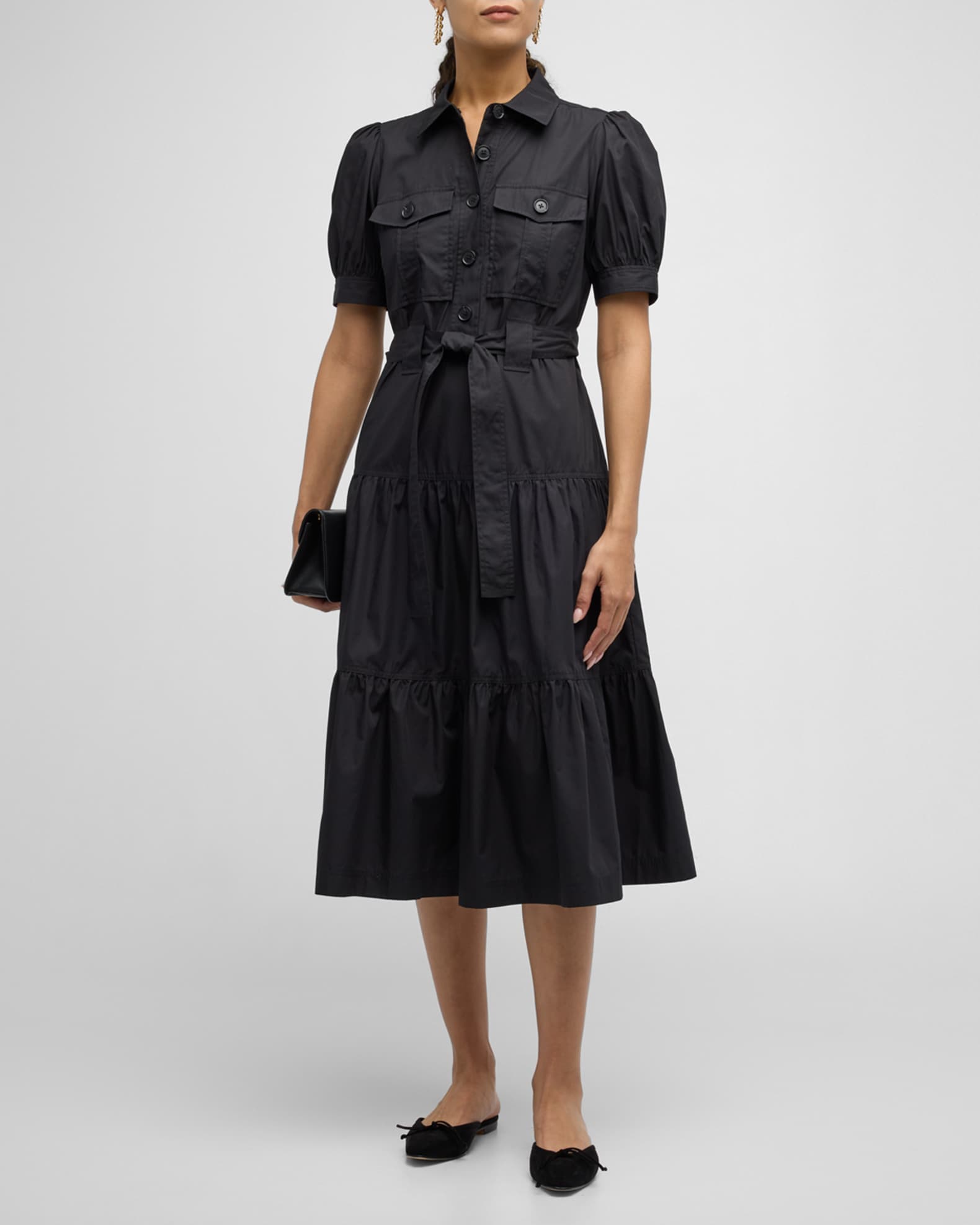 Derek Lam 10 Crosby Buffy Utility Midi Dress Black