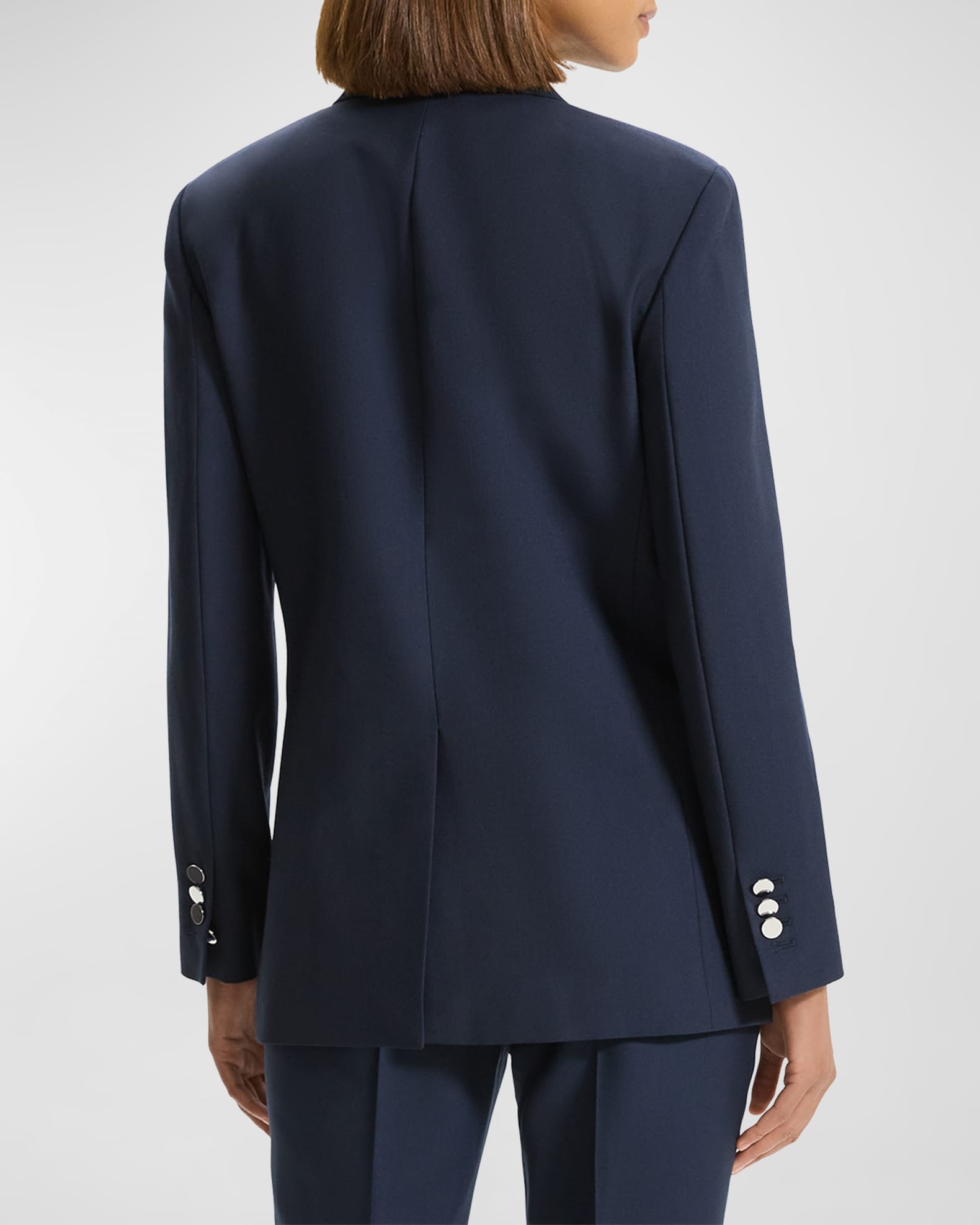 Theory Boxy Double-Breasted Wool-Blend Jacket | Neiman Marcus