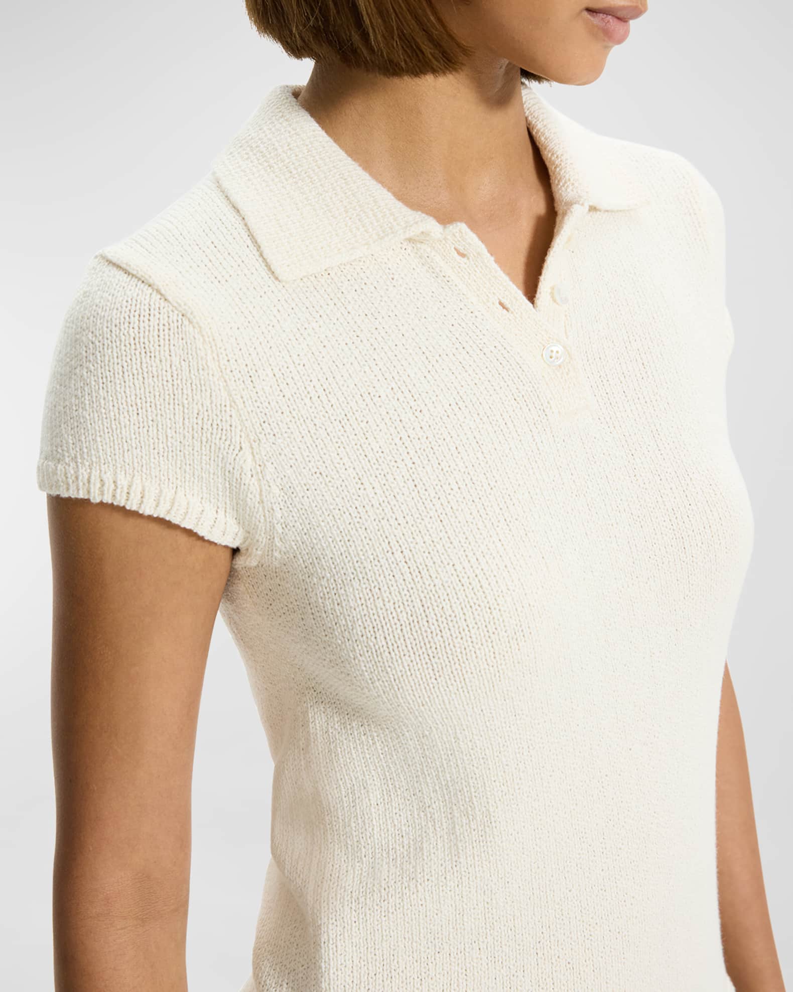 2025SS 新作セオリーCap Sleeve Polo Shirt Theory Cap-Sleeve Cotton and Merino Wool Polo Top | Neiman