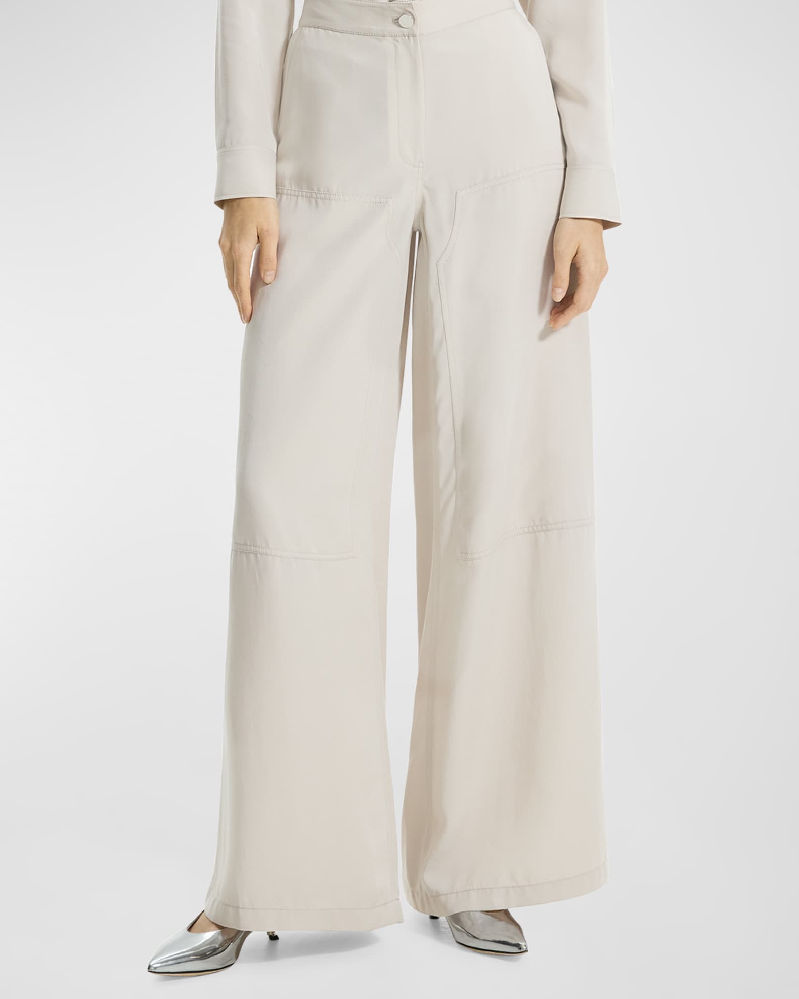 Theory Fluid WideLeg Cargo Pants Neiman Marcus
