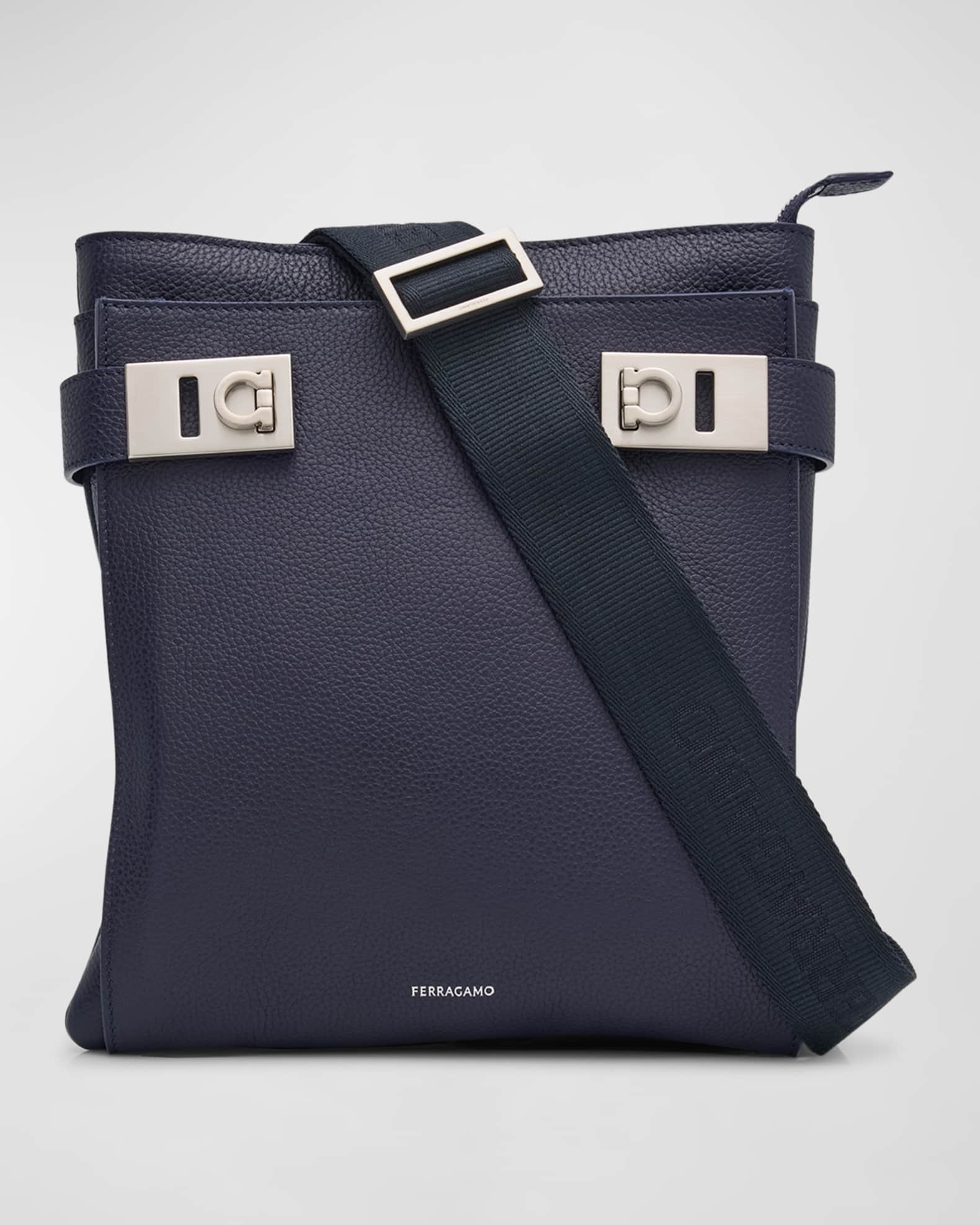 冬ギフト  Ferragamo Bag Crossbody Leather Gancini-Buckle Twins Men's バッグ