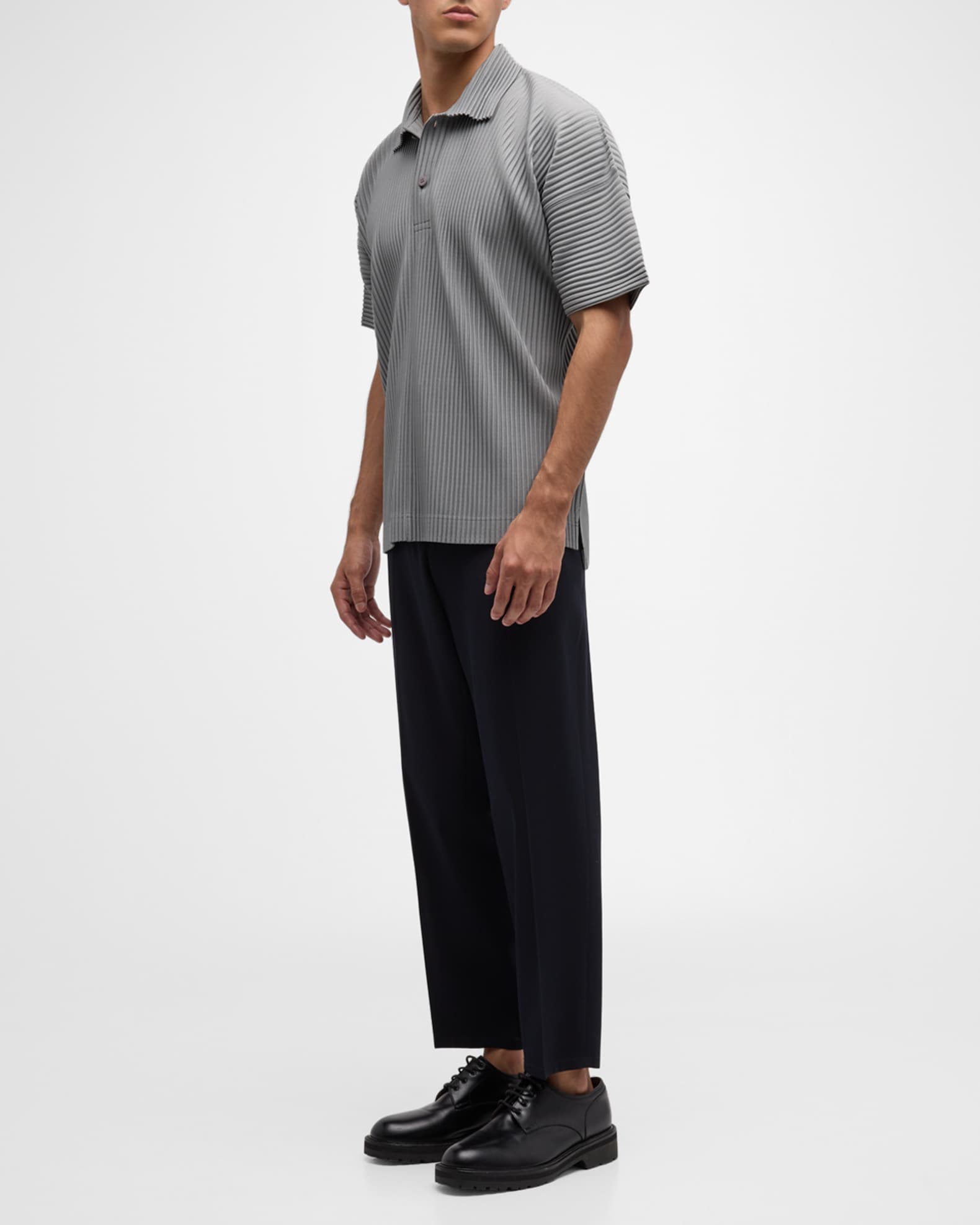 Homme Plisse Issey Miyake Men's MC May Pleated Polo Shirt | Neiman Marcus