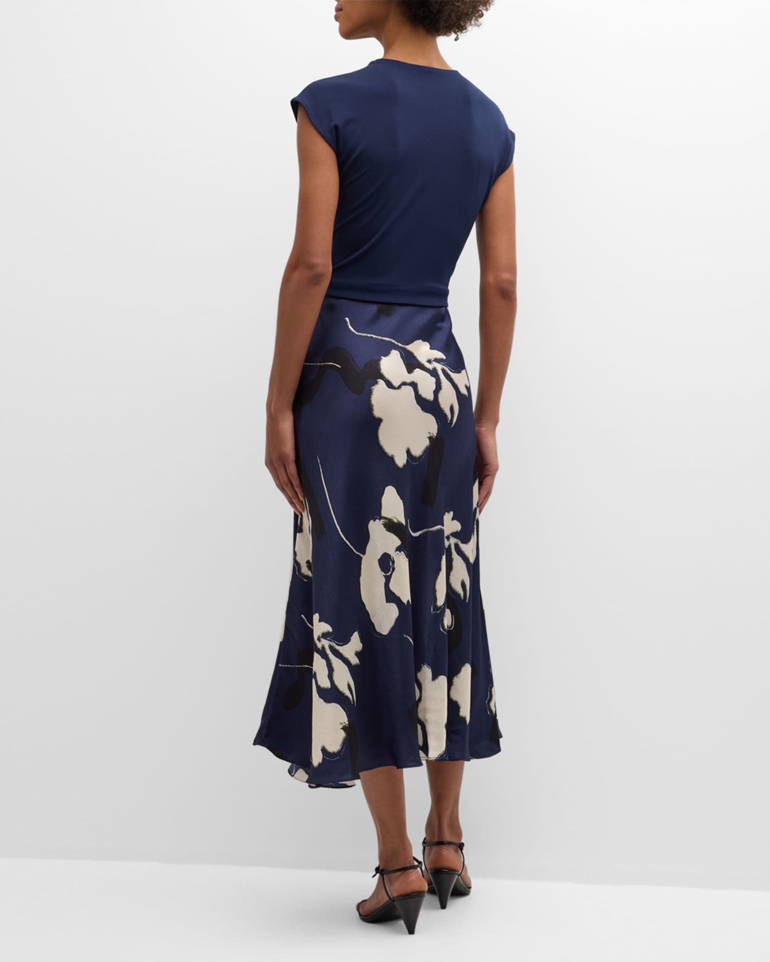 Tanya Taylor Rosabeth Short Sleeve Floral Combo Midi Dress Neiman Marcus