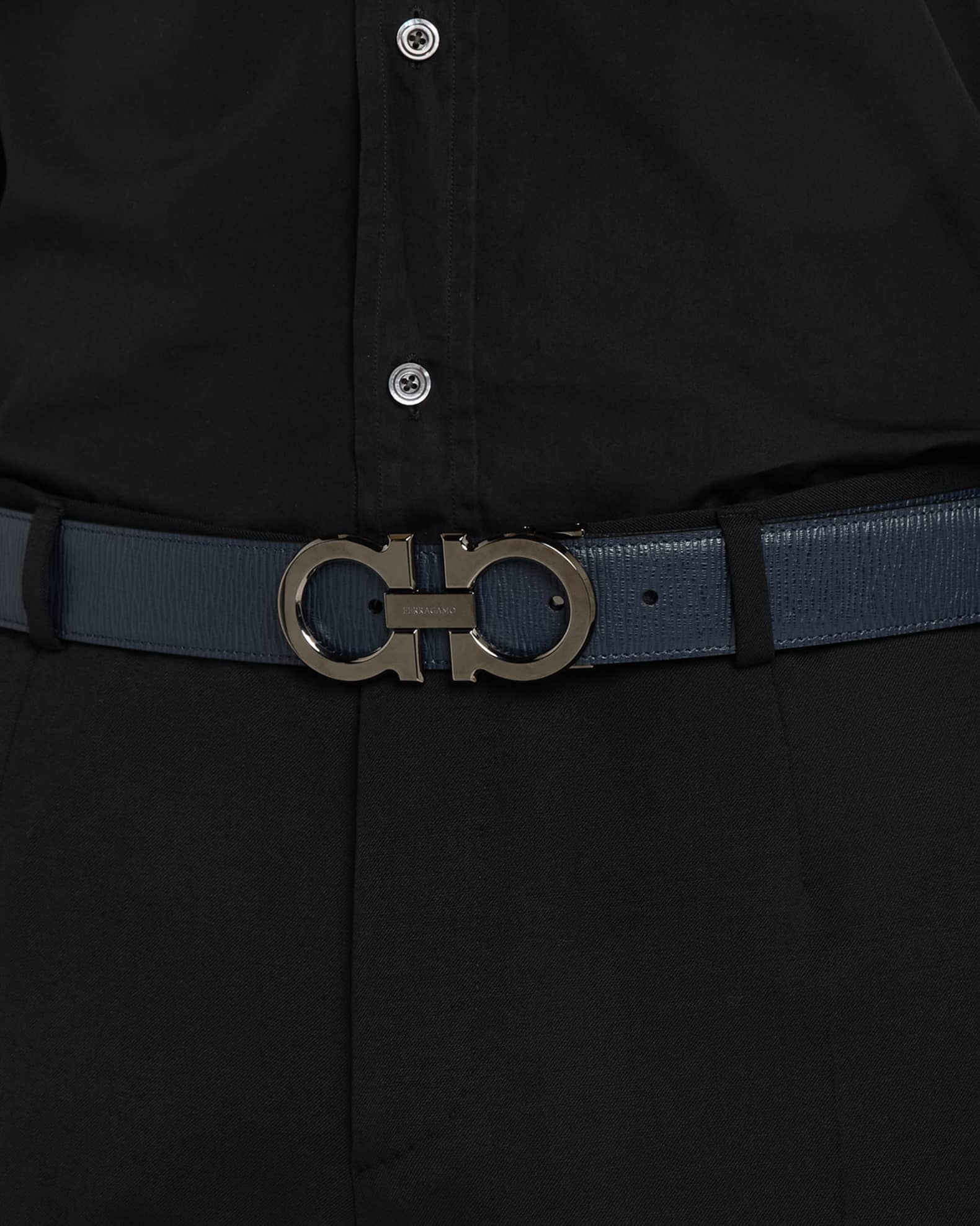 Ferragamo Men's Reversible Leather Gancini-Buckle Belt | Neiman Marcus