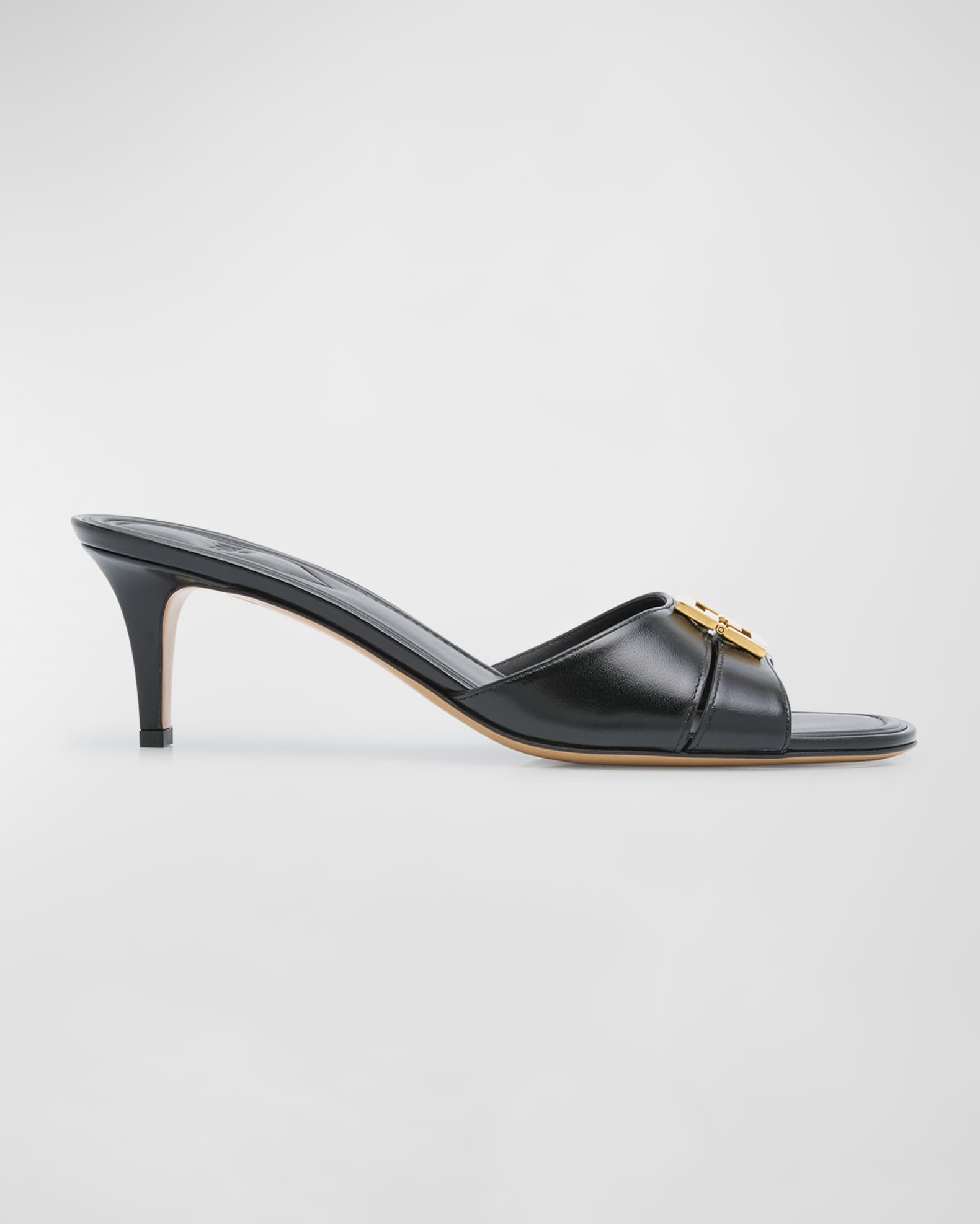 Fold Leather Kitten-Heel Sandals 0