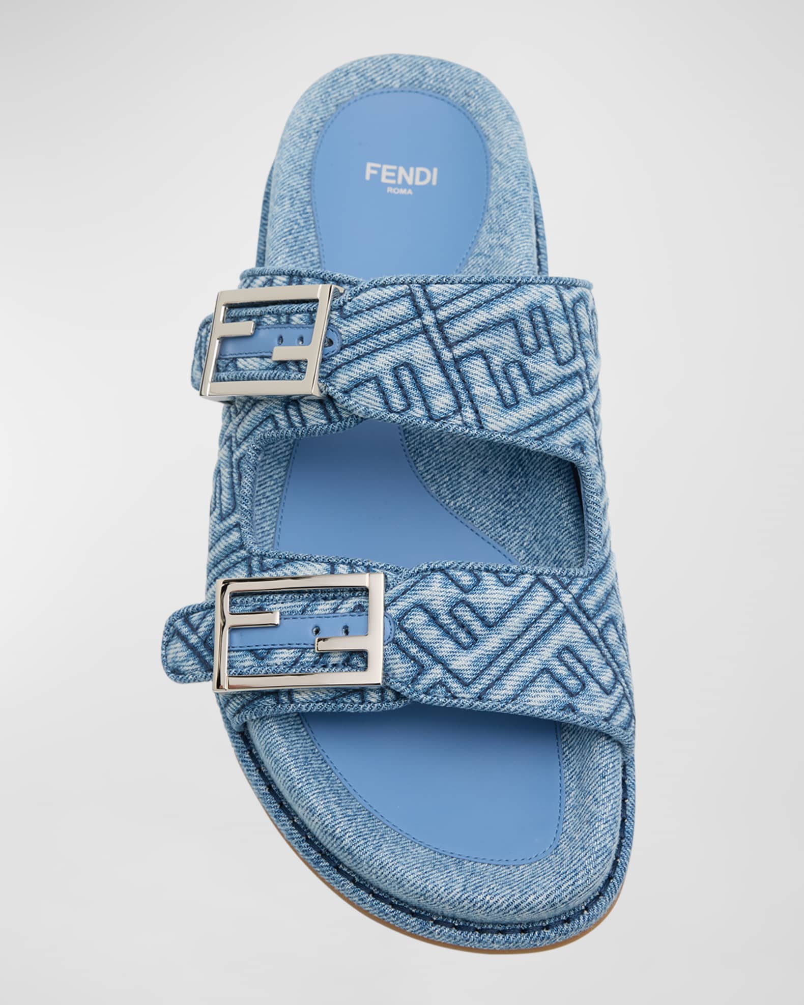 Fendi Women s FF Feel Denim Sandals Blue Size 5