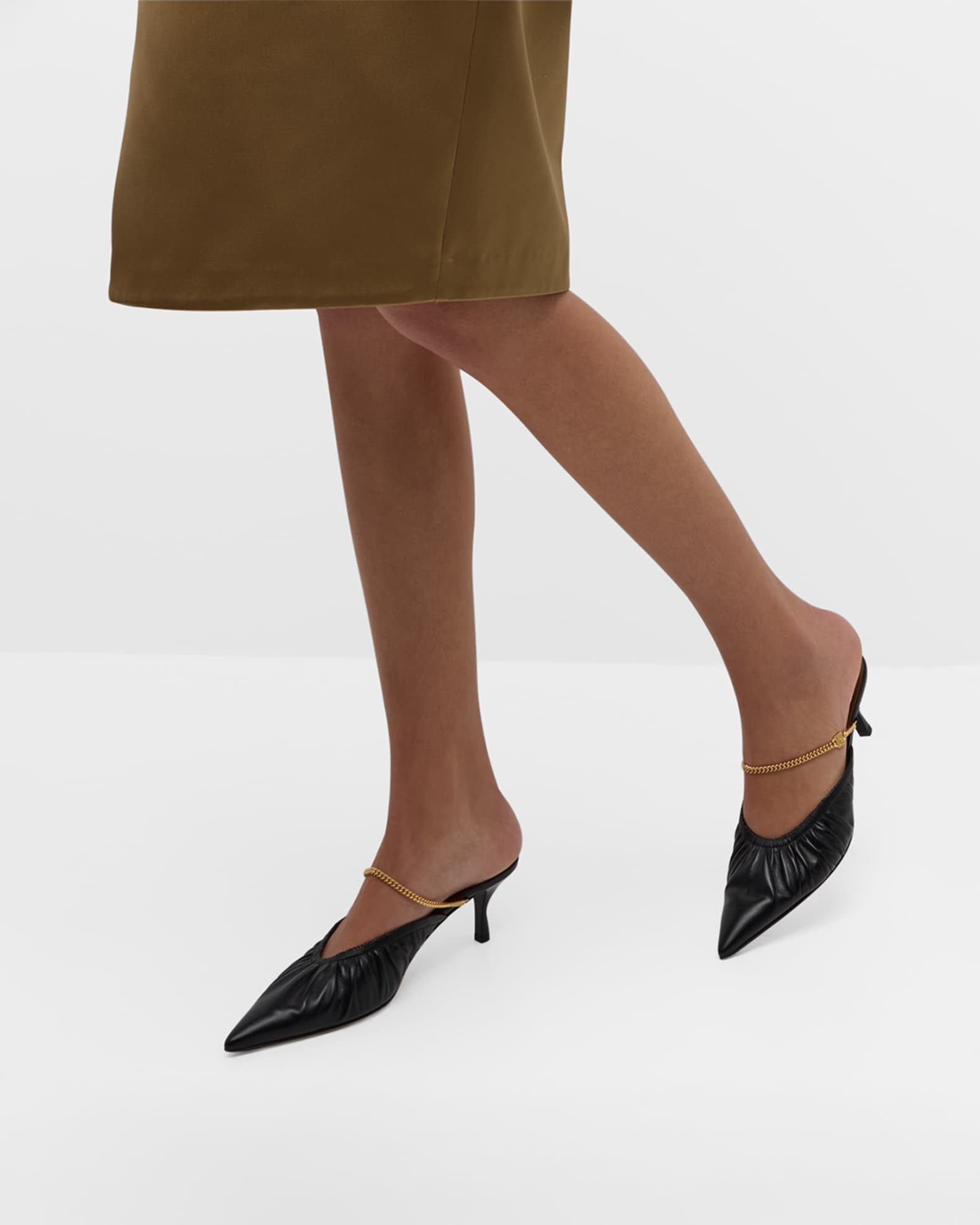 Colibri Lite Chain-Strap Leather Kitten Mules 1