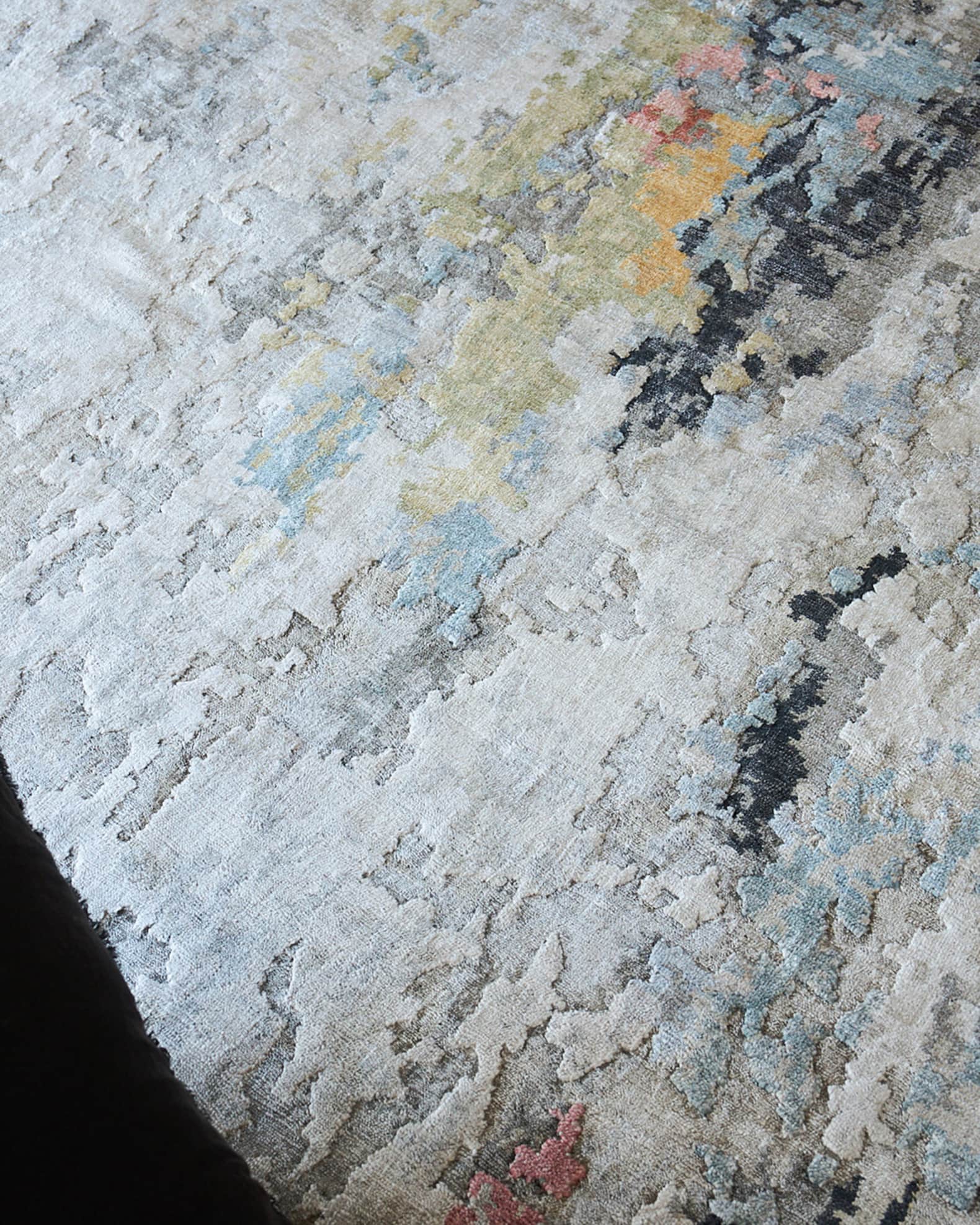 Floor Art Hand-Knotted Silver & Gray Rug 1