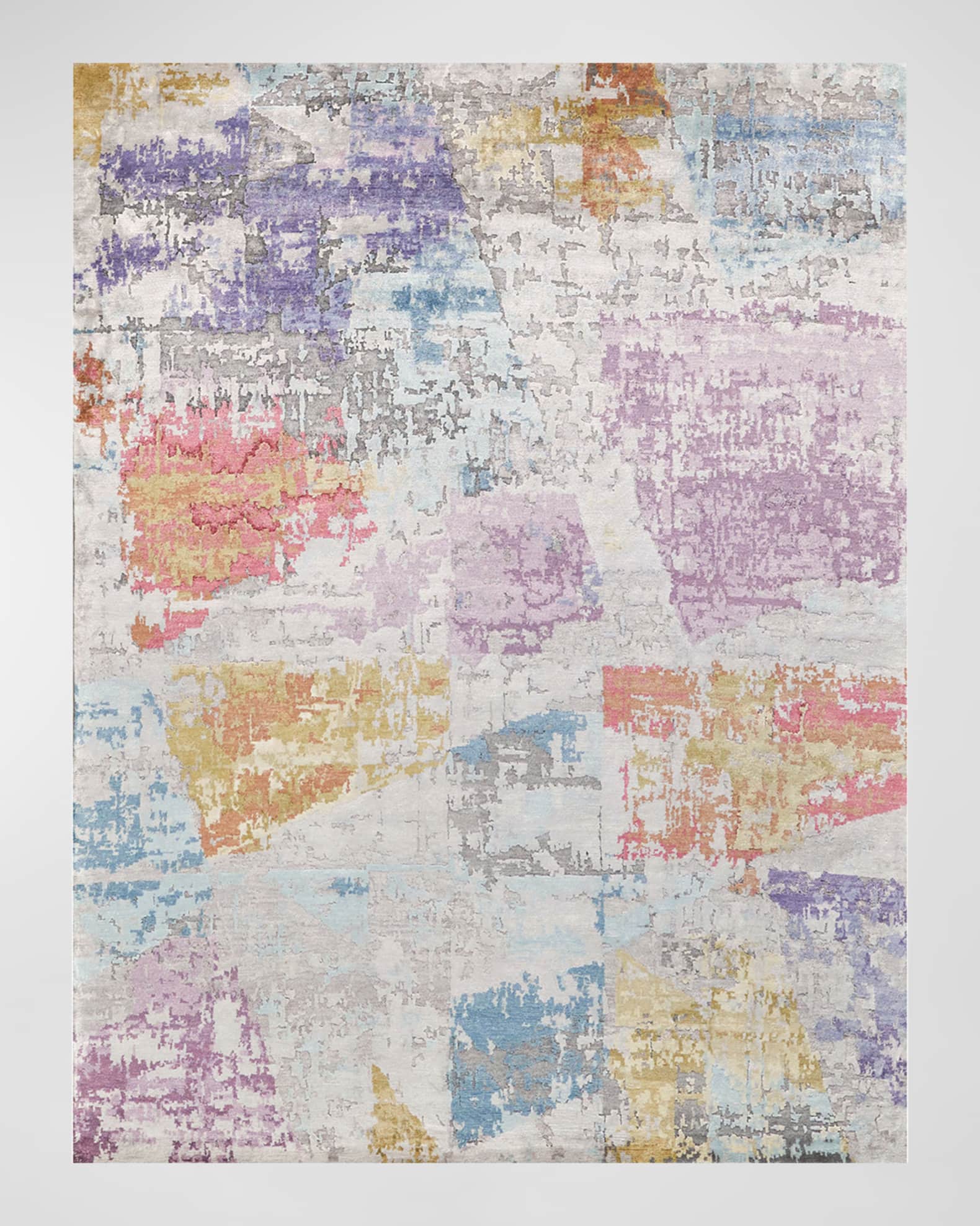 Floor Art Hand-Knotted Ivory & Lavender Rug 0