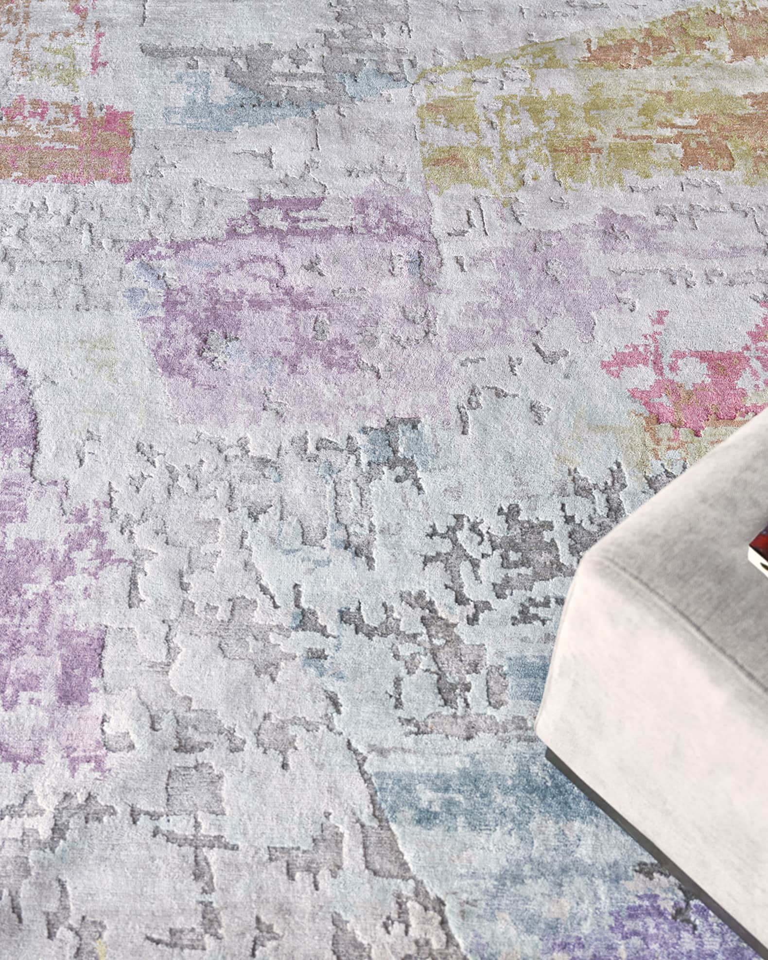 Floor Art Hand-Knotted Ivory & Lavender Rug 1