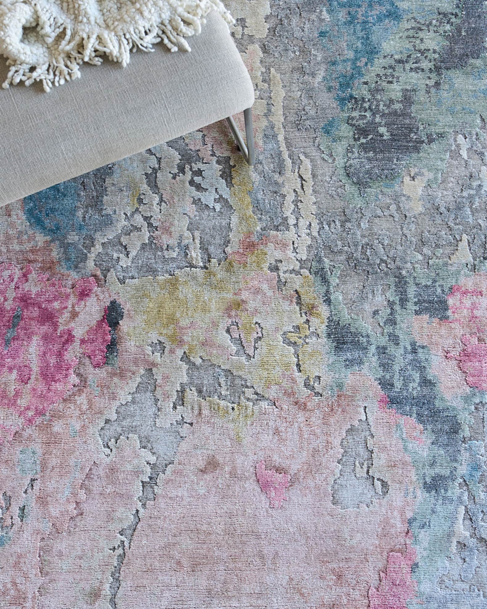 Floor Art Hand-Knotted Silver & Blush Rug 1