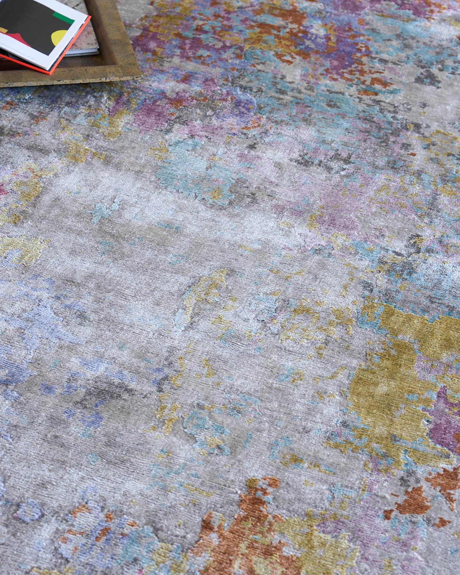 Floor Art Hand-Knotted Ivory Multi Rug 1