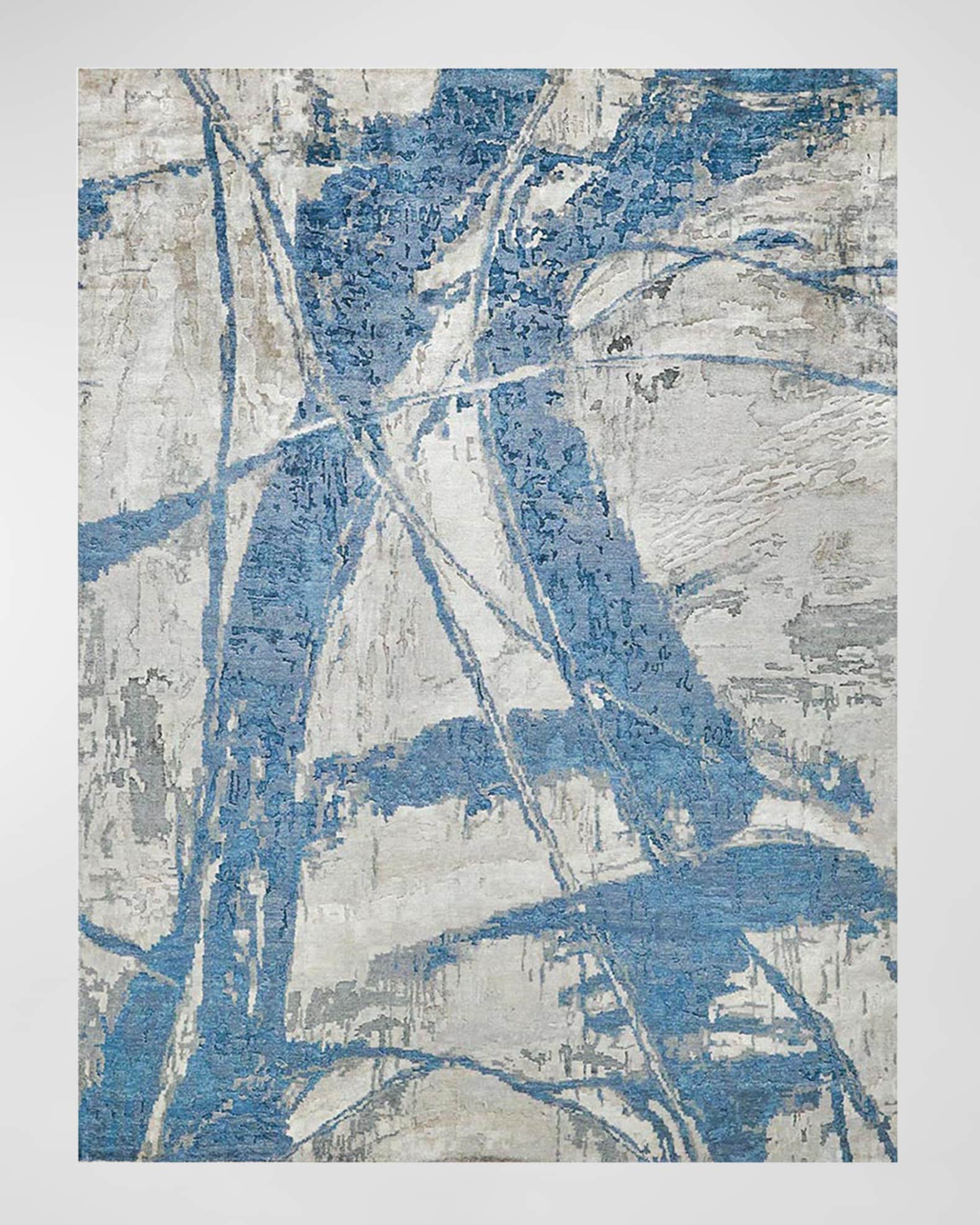 Floor Art Hand-Knotted Light Blue Rug 0