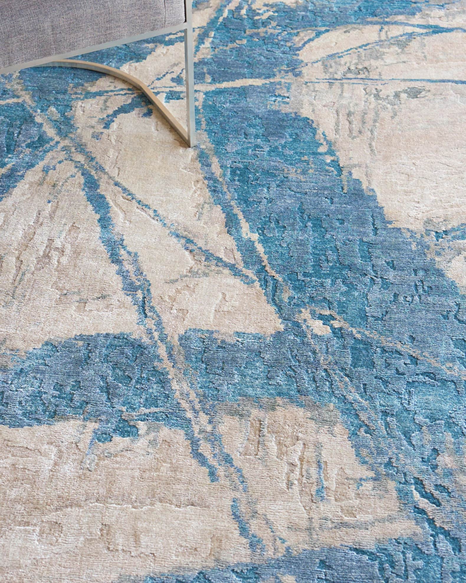 Floor Art Hand-Knotted Light Blue Rug 1