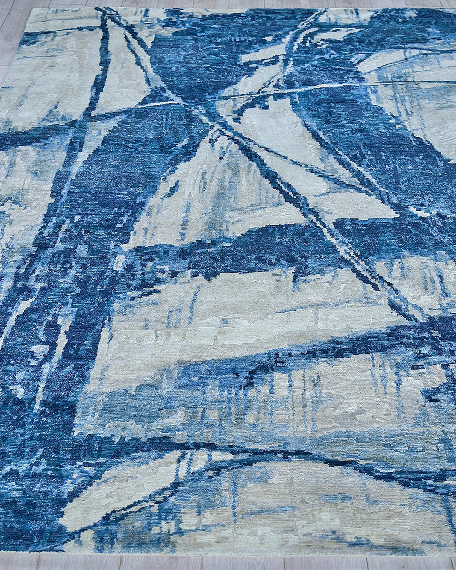 Exquisite Rugs Floor Art Hand-Knotted Dark Blue Rug, 8' x 10' | Neiman ...