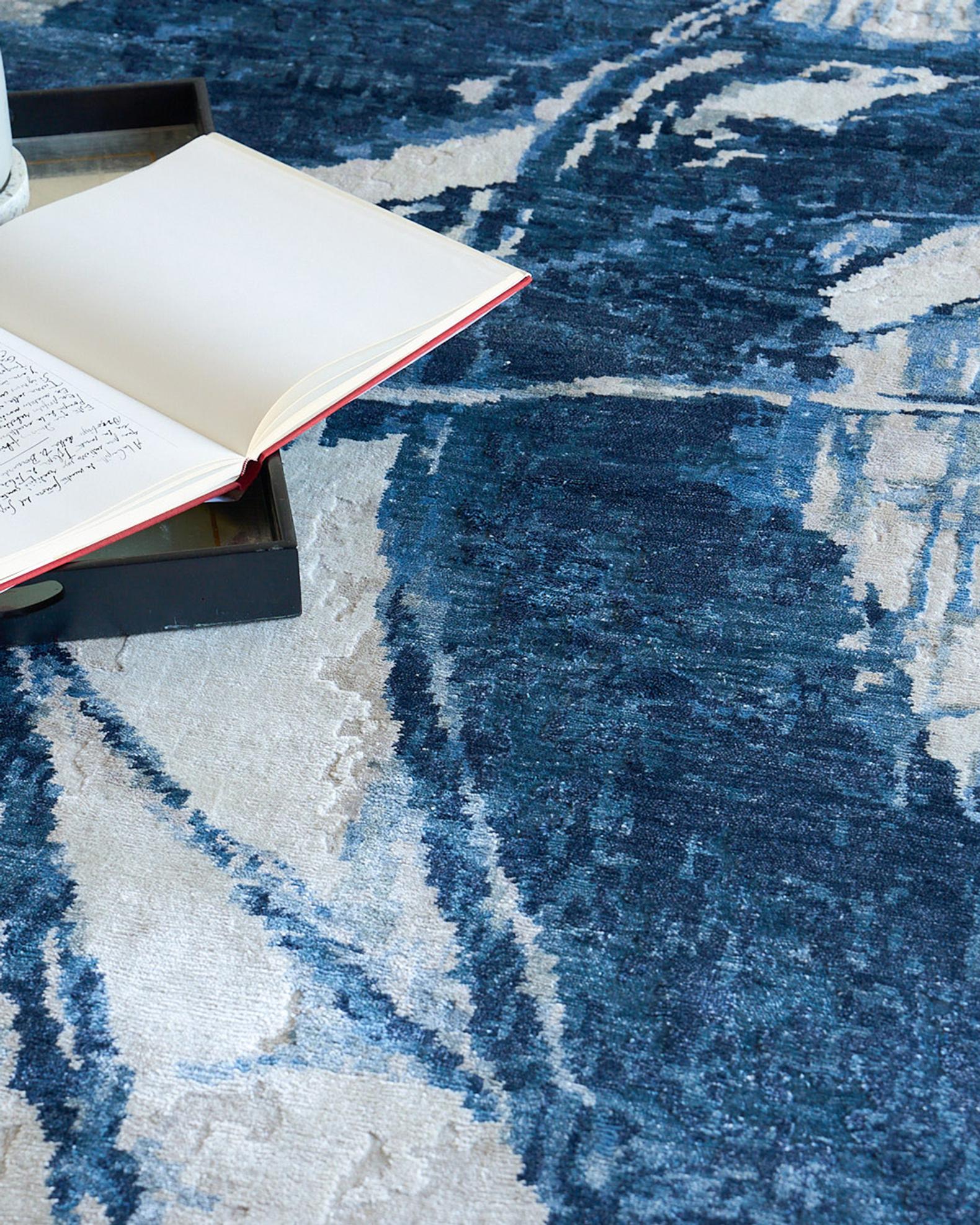 Exquisite Rugs Floor Art Hand-Knotted Dark Blue Rug, 8' x 10' | Neiman ...