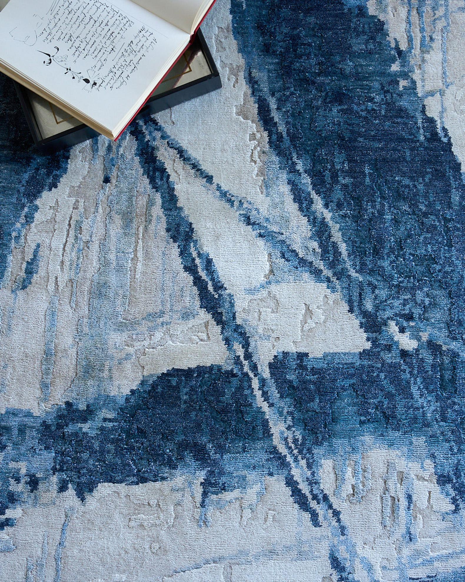 Exquisite Rugs Floor Art Hand-Knotted Dark Blue Rug, 8' x 10' | Neiman ...