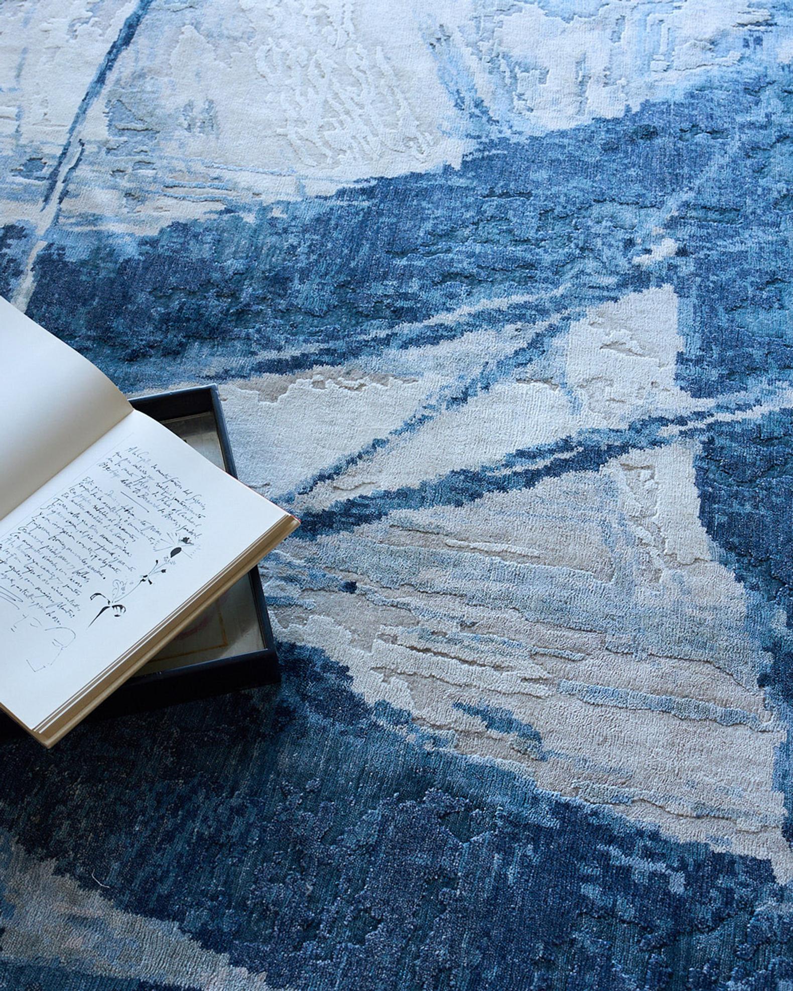 Exquisite Rugs Floor Art Hand-Knotted Dark Blue Rug, 8' x 10' | Neiman ...