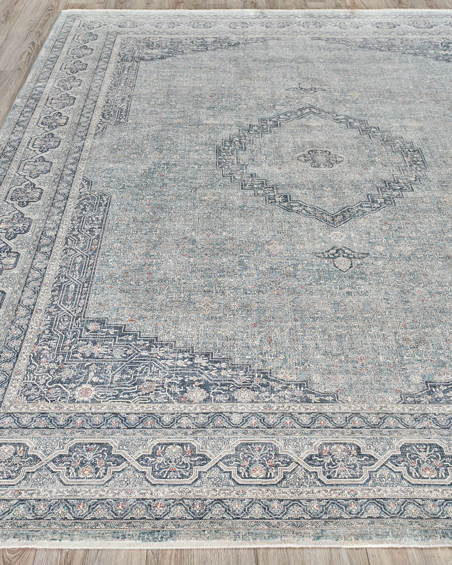 Heritage Power-Loomed Blue & Gray Rug 1