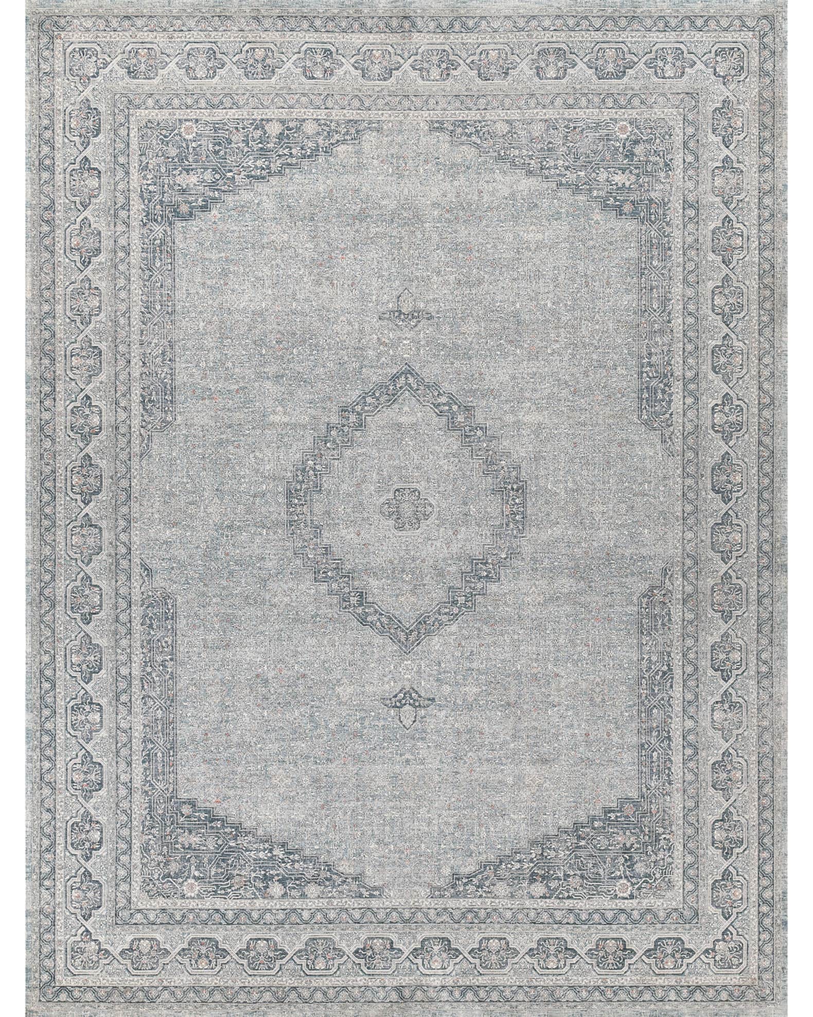 Heritage Power-Loomed Blue & Gray Rug 0