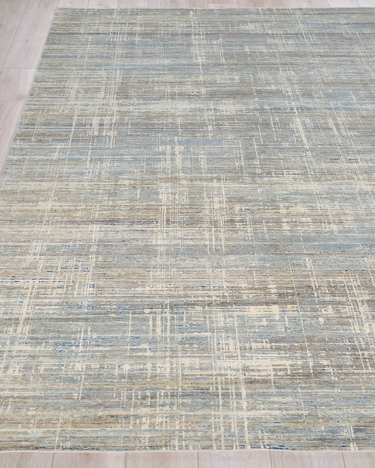 Mercuri Power-Loomed Silver & Blue Rug 1