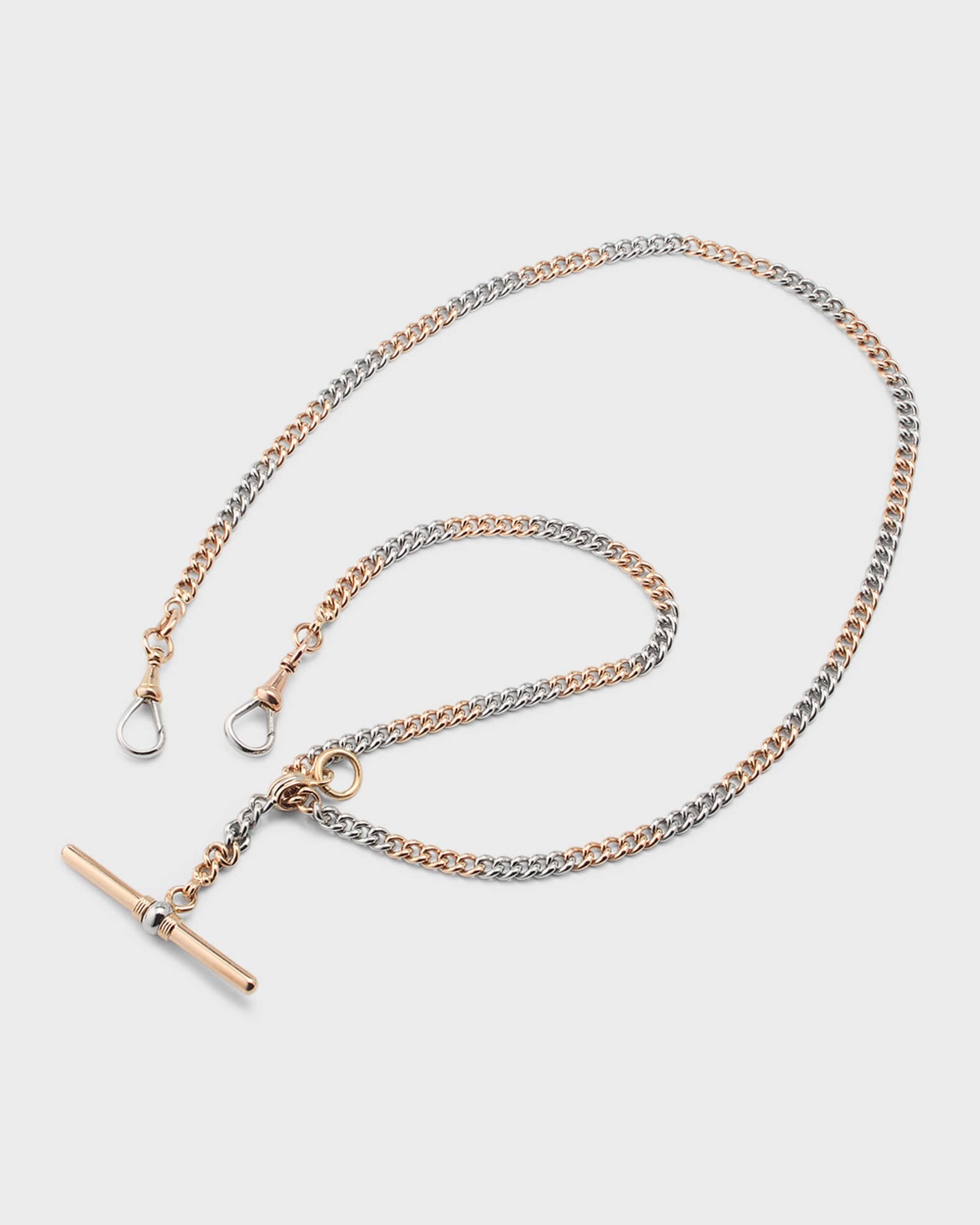 Estate Platinum and 14K Yellow Gold Cuban Link Pocket Watch Chain 0