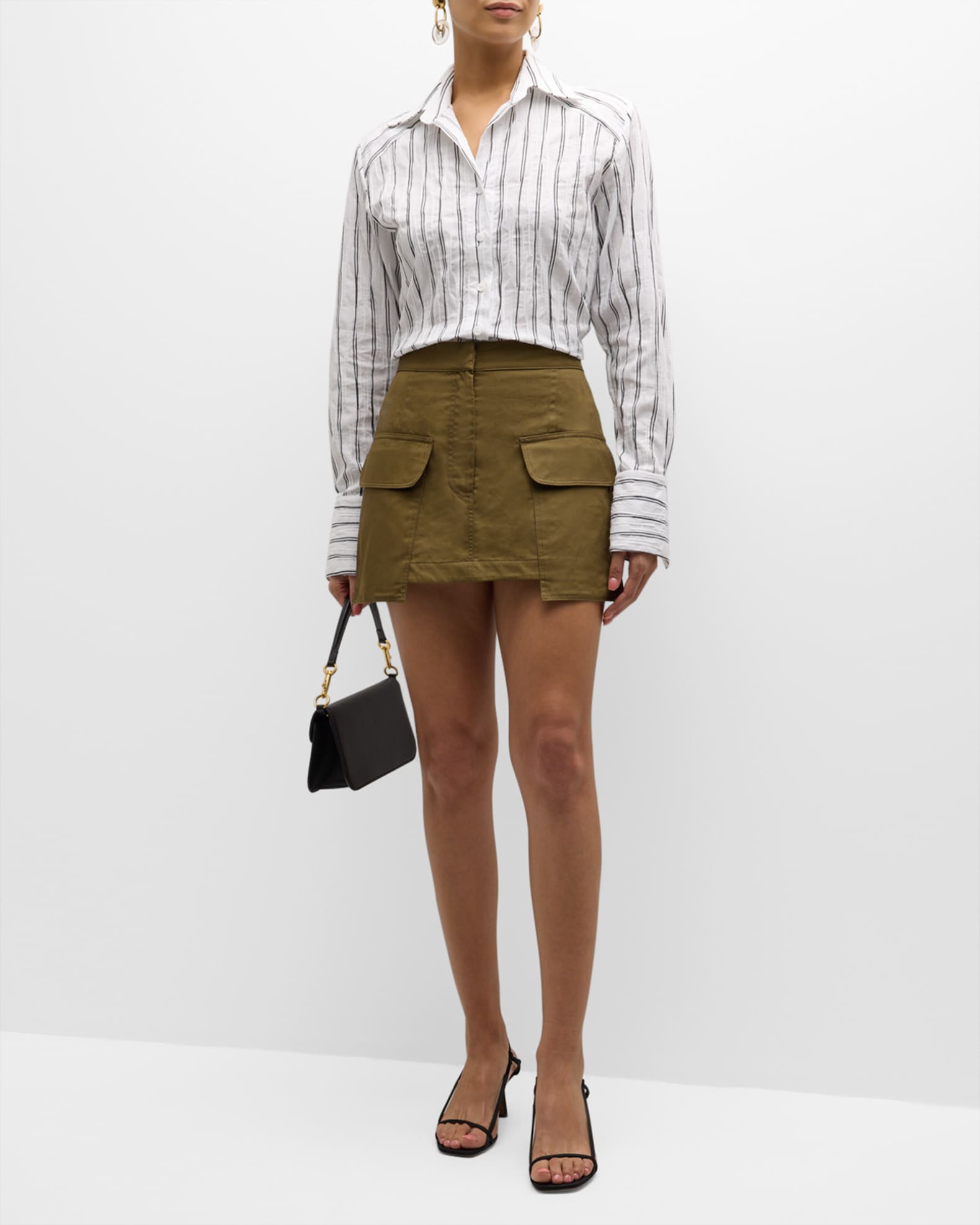 Rabanne V-cut fringed mini skirt - Neutrals