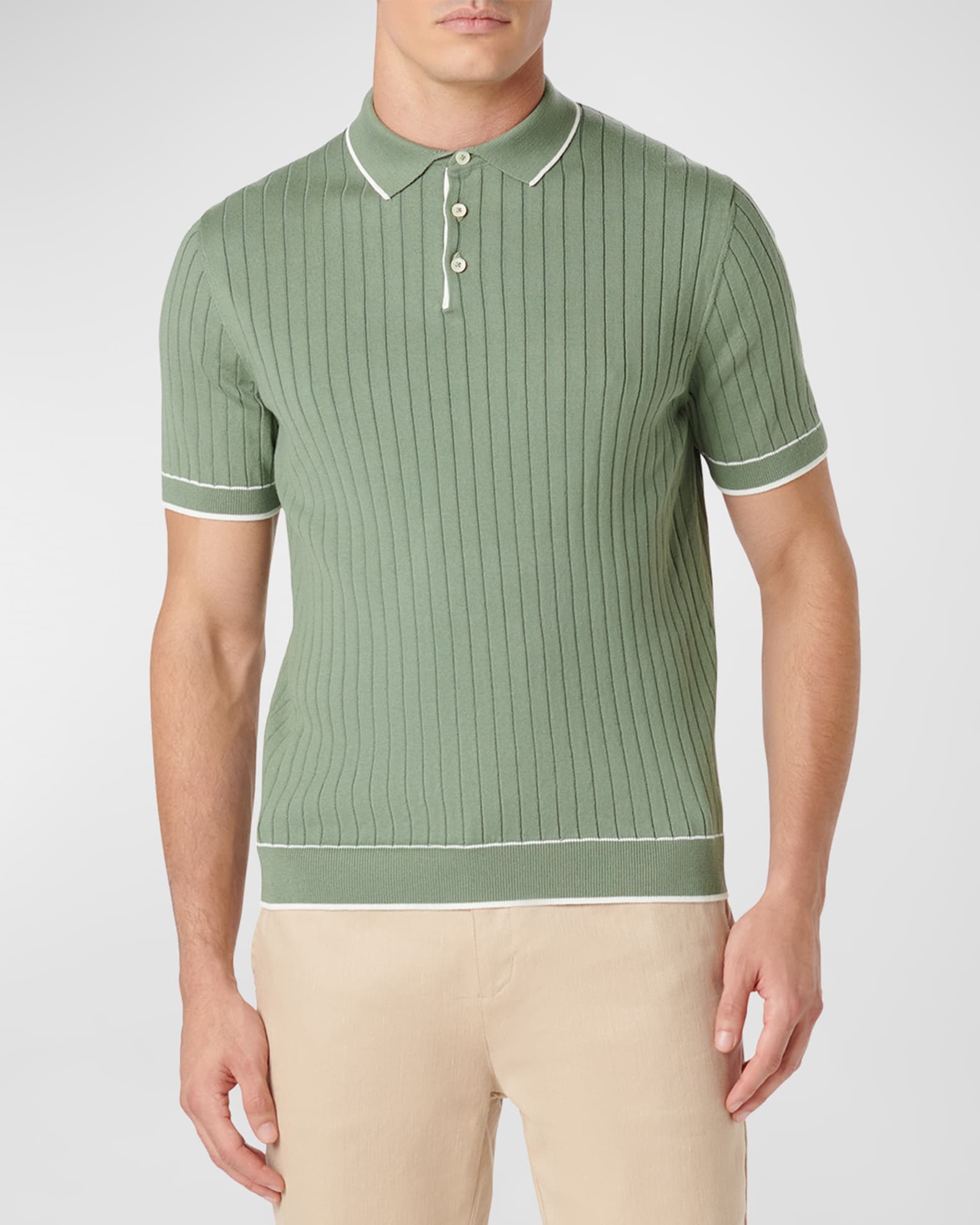 Men's Ribbed Polo Sweater | Neiman Marcus
