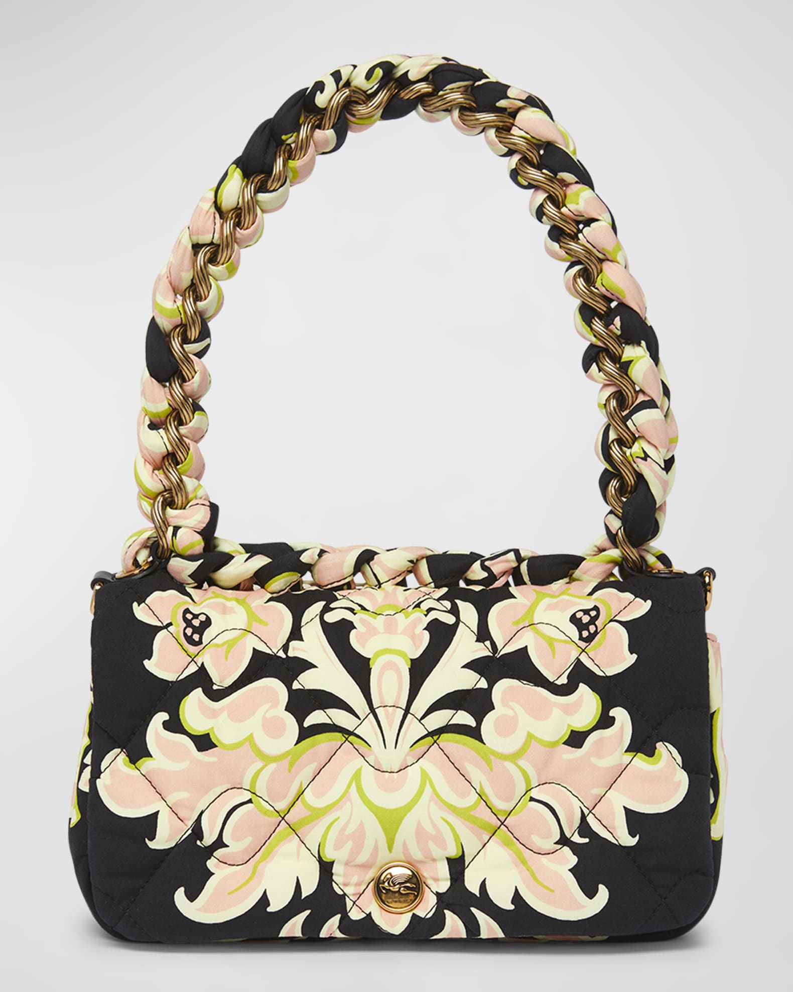 Etro Tessuto Floral Quilted Top-Handle Bag
