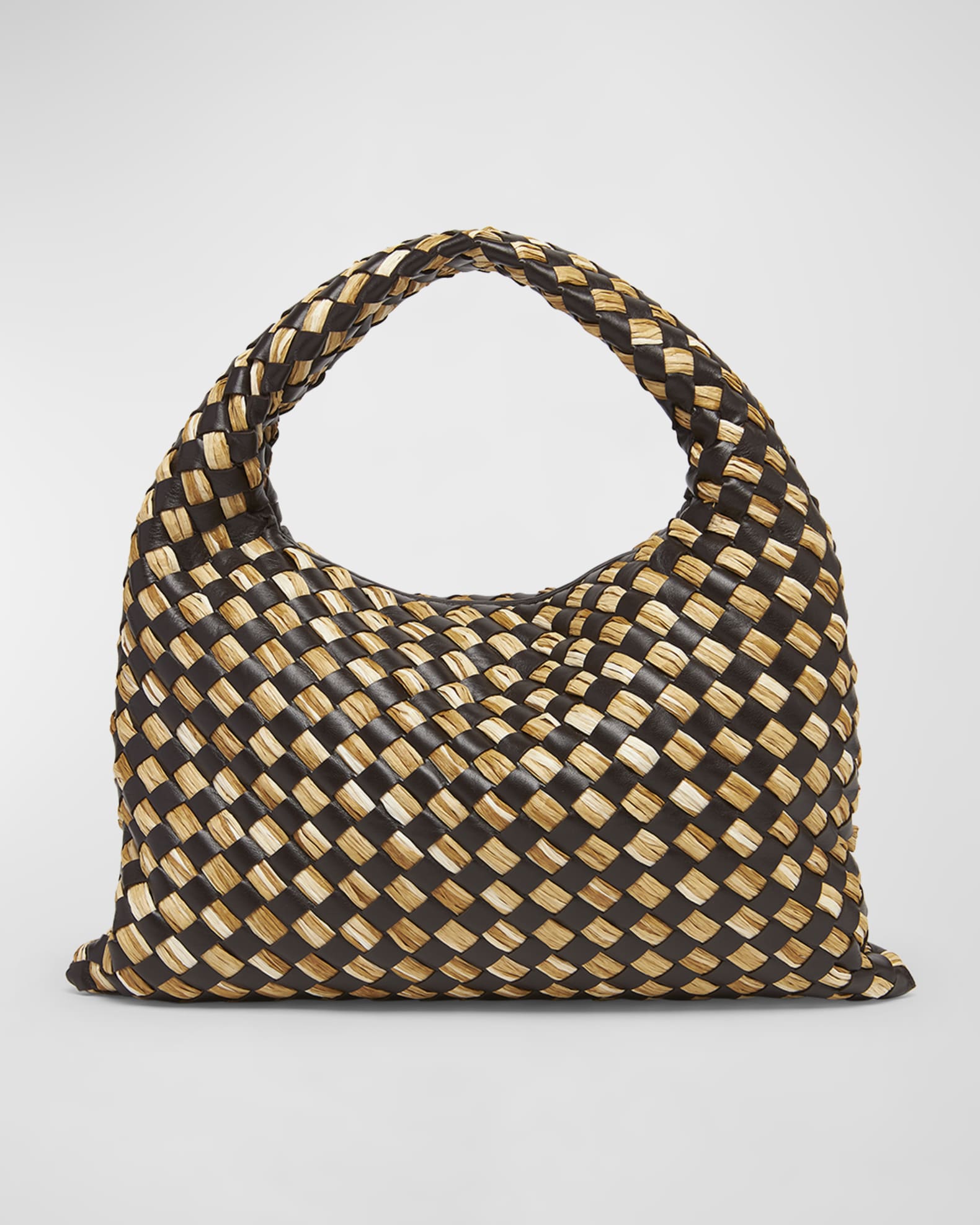 Bottega Veneta Small Hop Intrecciato Leather Raffia Bag